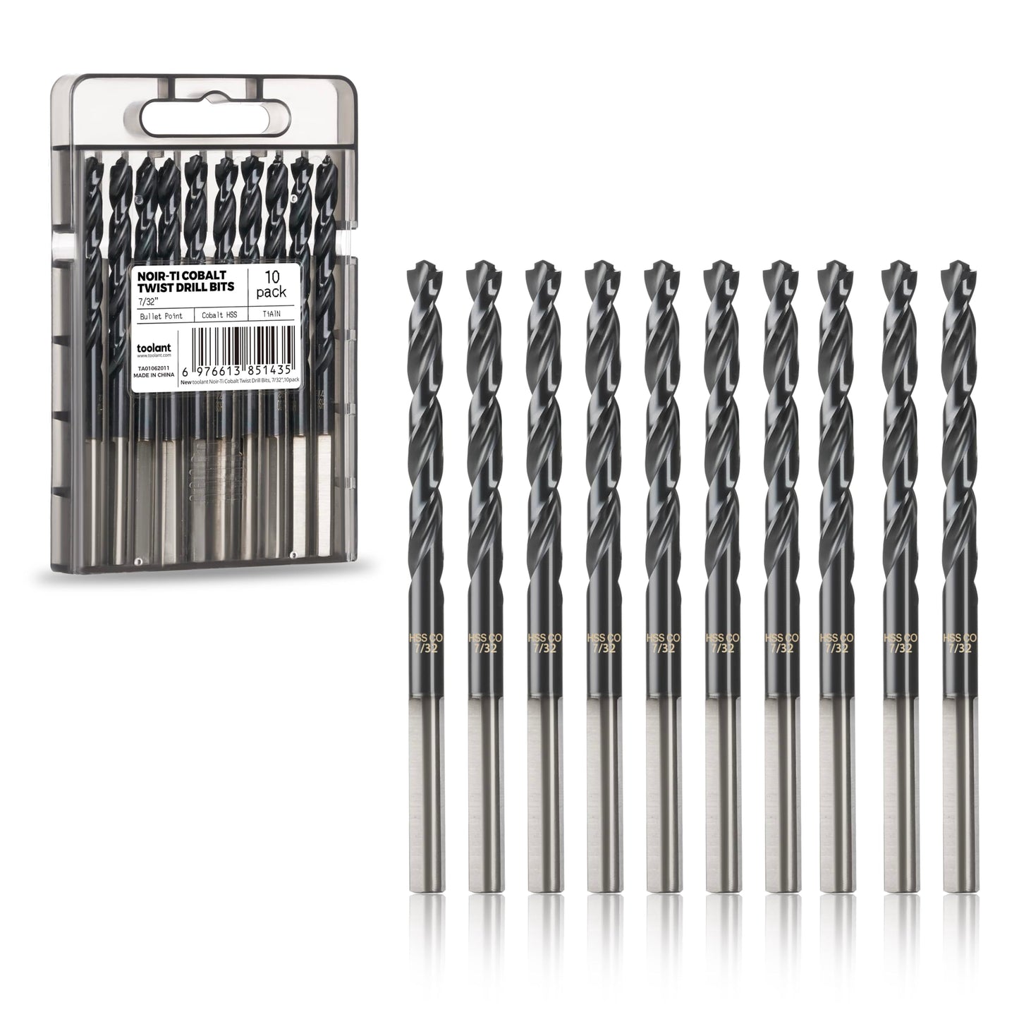 toolant 3/8" Cobalt Drill Bit Set(Pro) Titanium Aluminum Nitride Coated (TiAlN) with Bullet Point Tip, 5-Piece Bulk