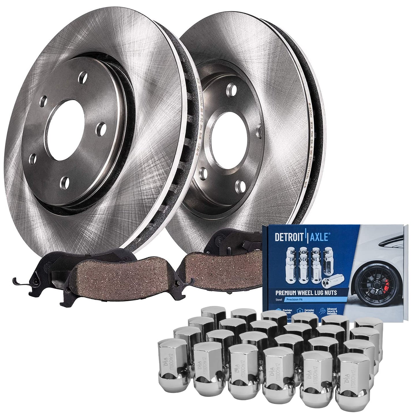 Detroit Axle - Kit de freno trasero para Dodge Grand Caravan Journey Chrysler Town & Country Frenos de repuesto Rotores y pastillas de freno de cerámica: Rotor de 12.91 pulgadas
