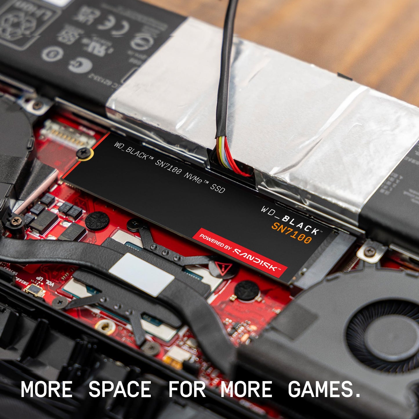 WD_Black SN7100 4TB NVMe SSD - Gen4 PCIe, M.2 2280, Up to 7,000 MB/s Read Speed, Up to 6,700 MB/s Write Speed, Next Gen TLC 3D NAND, for Laptops, Handheld Gaming Devices - WDS400T4X0E