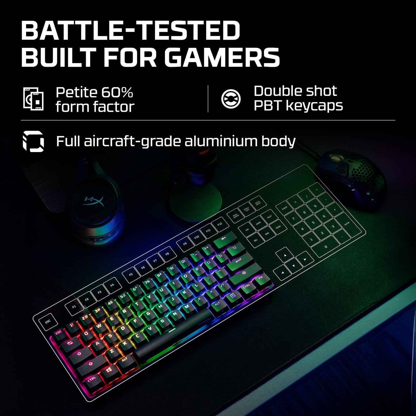 HyperX Alloy Origins 65 - Mechanical Gaming Keyboard – Compact 65% Form Factor - Linear Red Switch - Double Shot PBT Keycaps - RGB LED Backlit - NGENUITY Software Compatible,Black
