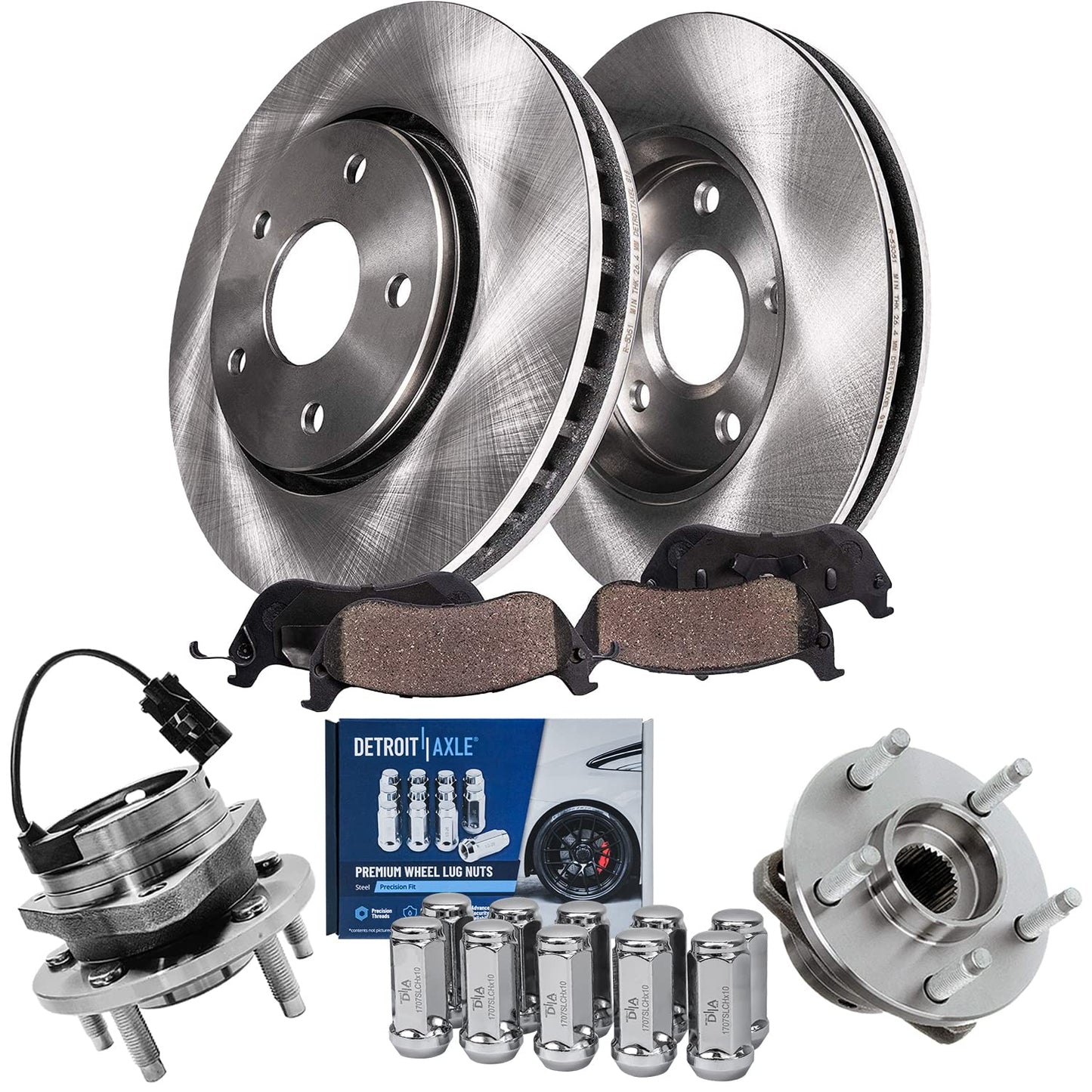 Detroit Axle - Brake Kit for 07-11 Toyota Camry 08-12 Avalon 07-12 Lexus ES350 Replacement 2008 2009 2010 2011, 11.65" inch Front and 11.06" inch Rear Disc Brake Rotors and Ceramic Brakes Pads