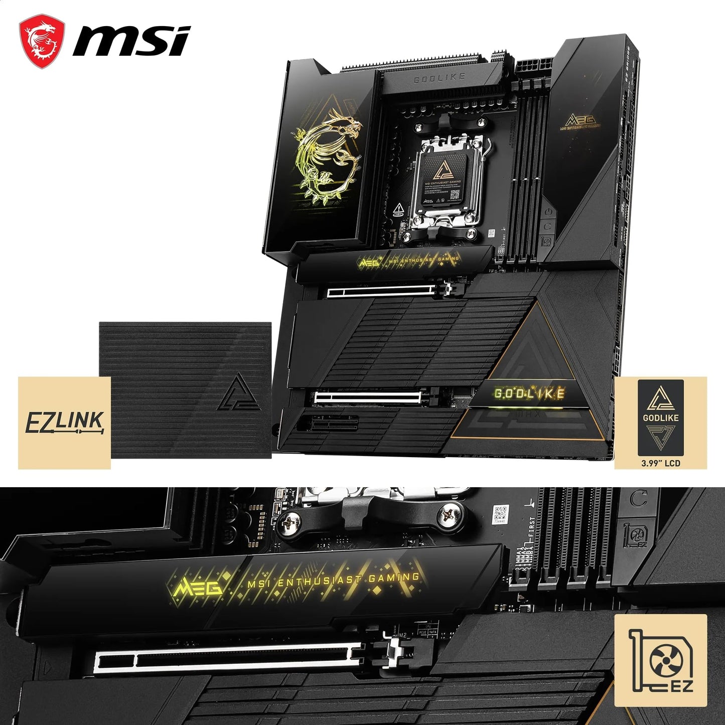 MSI MPG X870E Carbon WiFi Gaming Motherboard (AMD Ryzen 9000/8000/7000 Series Processors, AM5, DDR5, PCIe 5.0, M.2 Gen5, SATA 6Gb/s, USB 40Gbps, HDMI, Wi-Fi 7, Bluetooth 5.4, 5Gbps LAN, ATX)