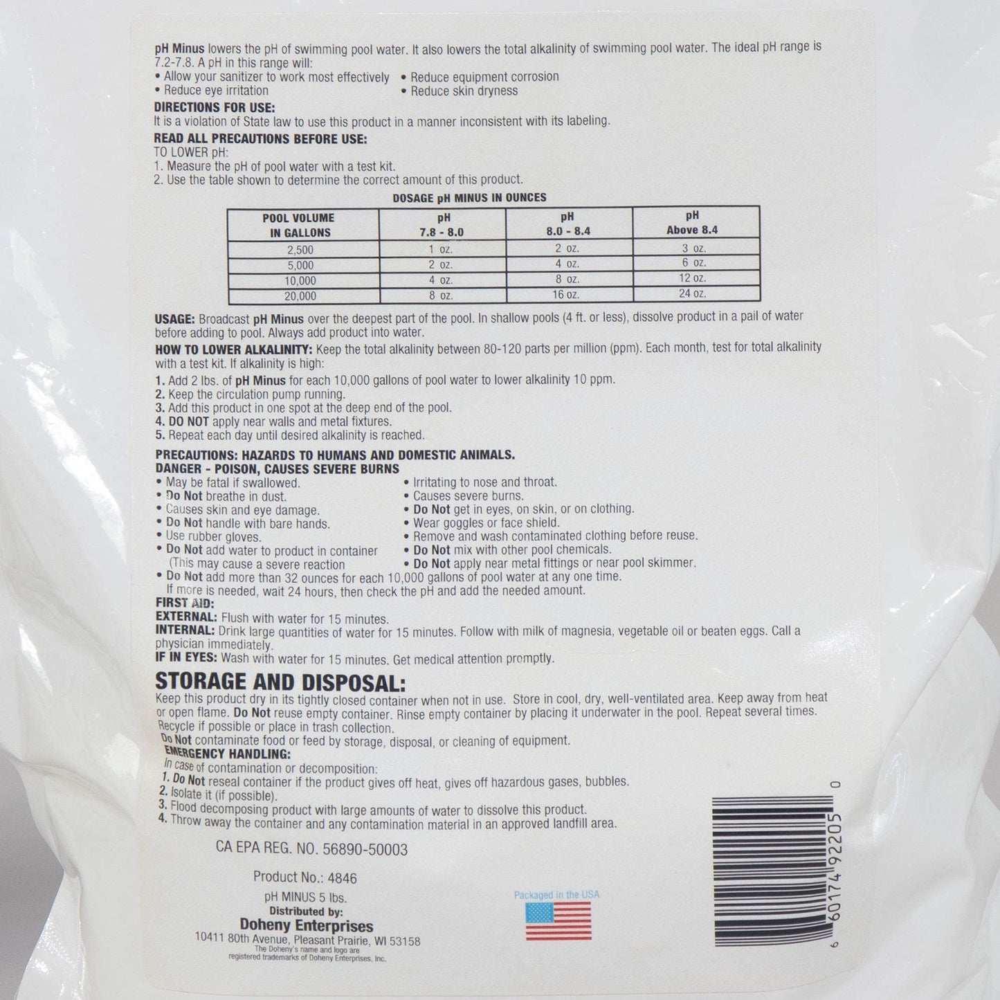 Doheny's pH Plus | Raise Your Swimming Pool pH Level | Pro-Grade Granular Soda Ash (Sodium Carbonate) | Proper pH Levels Protect Equipment & Prevent Eye and Skin Irritation | 25 LB Bucket