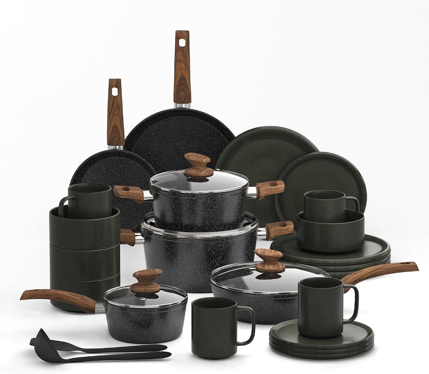 Kitchen Academy Granite Cookware & Matte Stoneware Dinnerware
