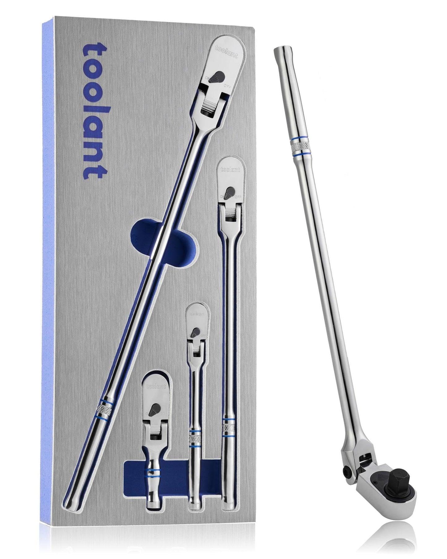 toolant 3/8" Drive Flex Head Ratchet Wrenches, 90 Tooth Compact Flex Head Socket Ratchet Wrench, 12 Inch Length