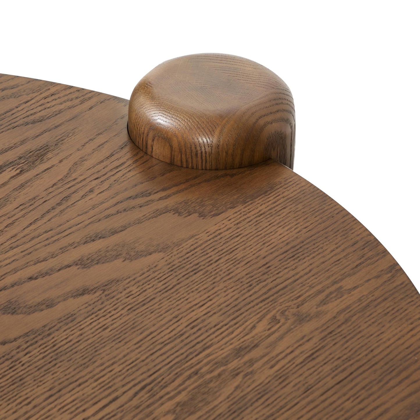 Poly & BARK Chordo 39.4 Inch Coffee Table in Tundra Brown Oak Grain Veneer with Curved Architectural Legs for Warm Modern Living Room Style and Everyday Function