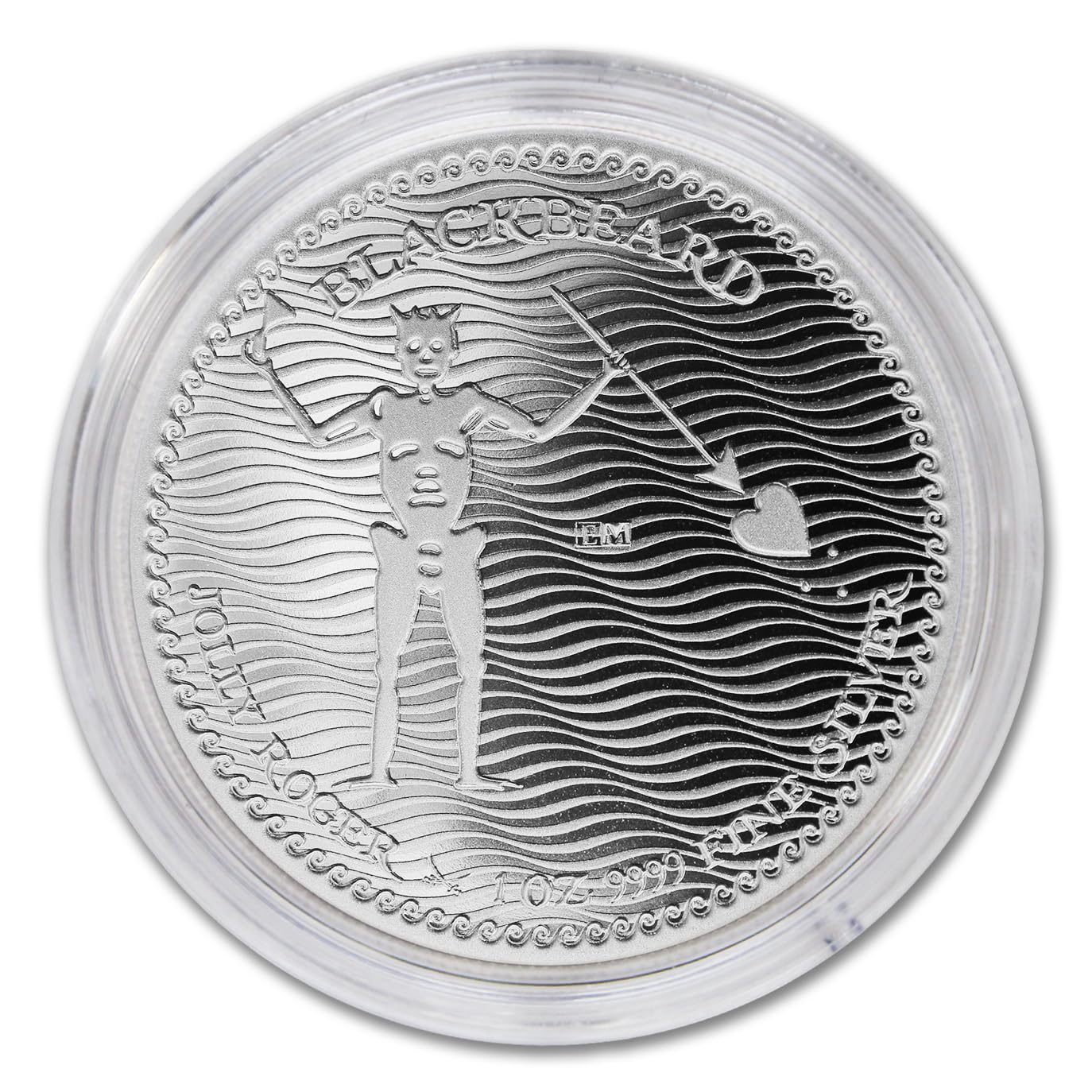 2023-1 oz Niue Silver Jolly Roger Series: Blackbeard Coin Brilliant Uncirculated (In Capsule) with Certificate of Authenticity $2 Seller BU