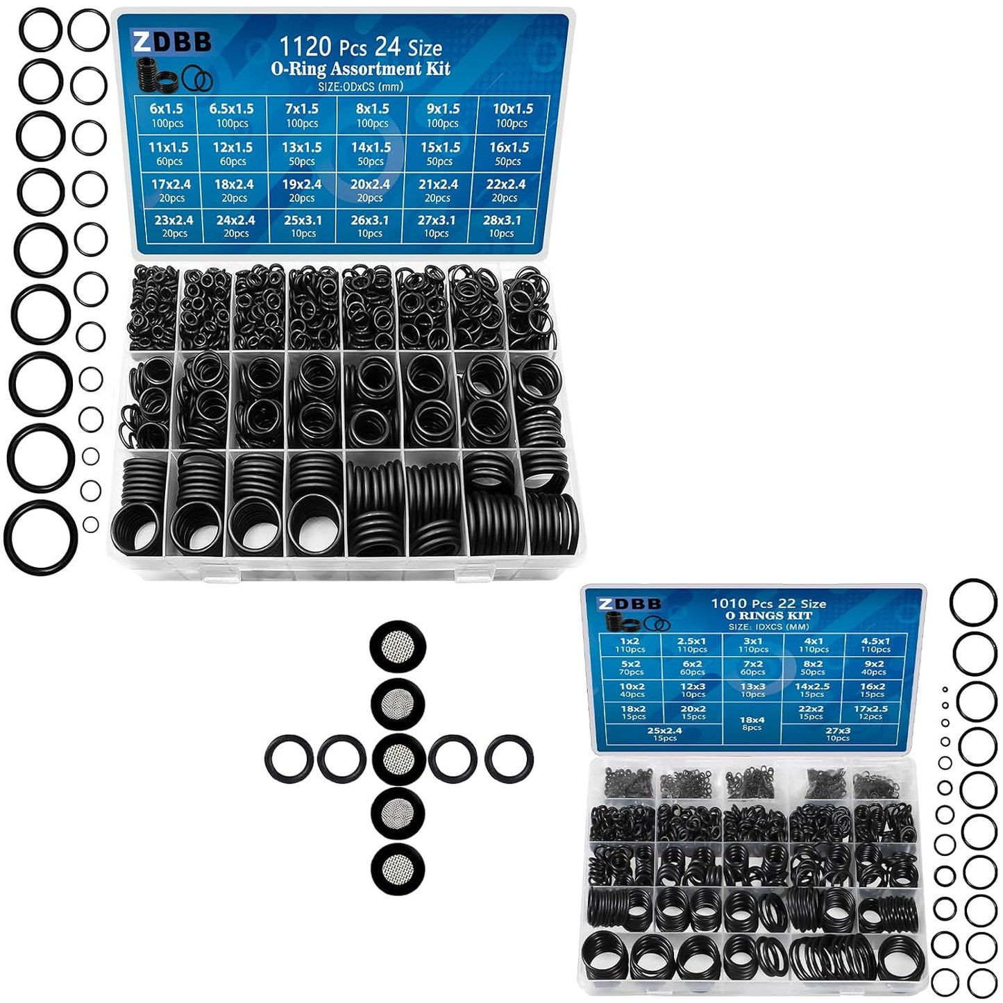 ZDBB 1650 Pcs Rubber O Rings Kit, 18 ID Size and 24 OD Size O Rings Assortment Set,for Plumbing Faucet，Automotive, Air or Gas Connections, General Repair of 2 Box