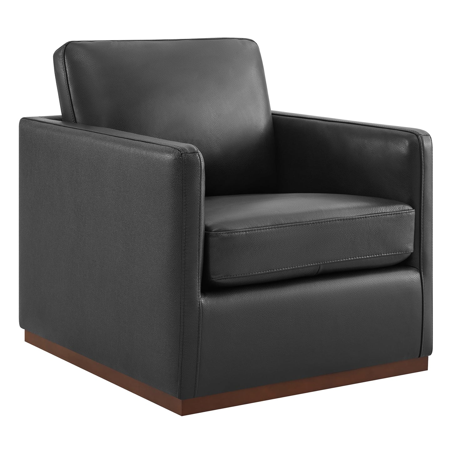 CHITA Genuine Leather Swivel Accent Chair, FSC Certified Mid Century Modern Arm Chair for Living Room and Bedroom, Fully Assembled, Saddle