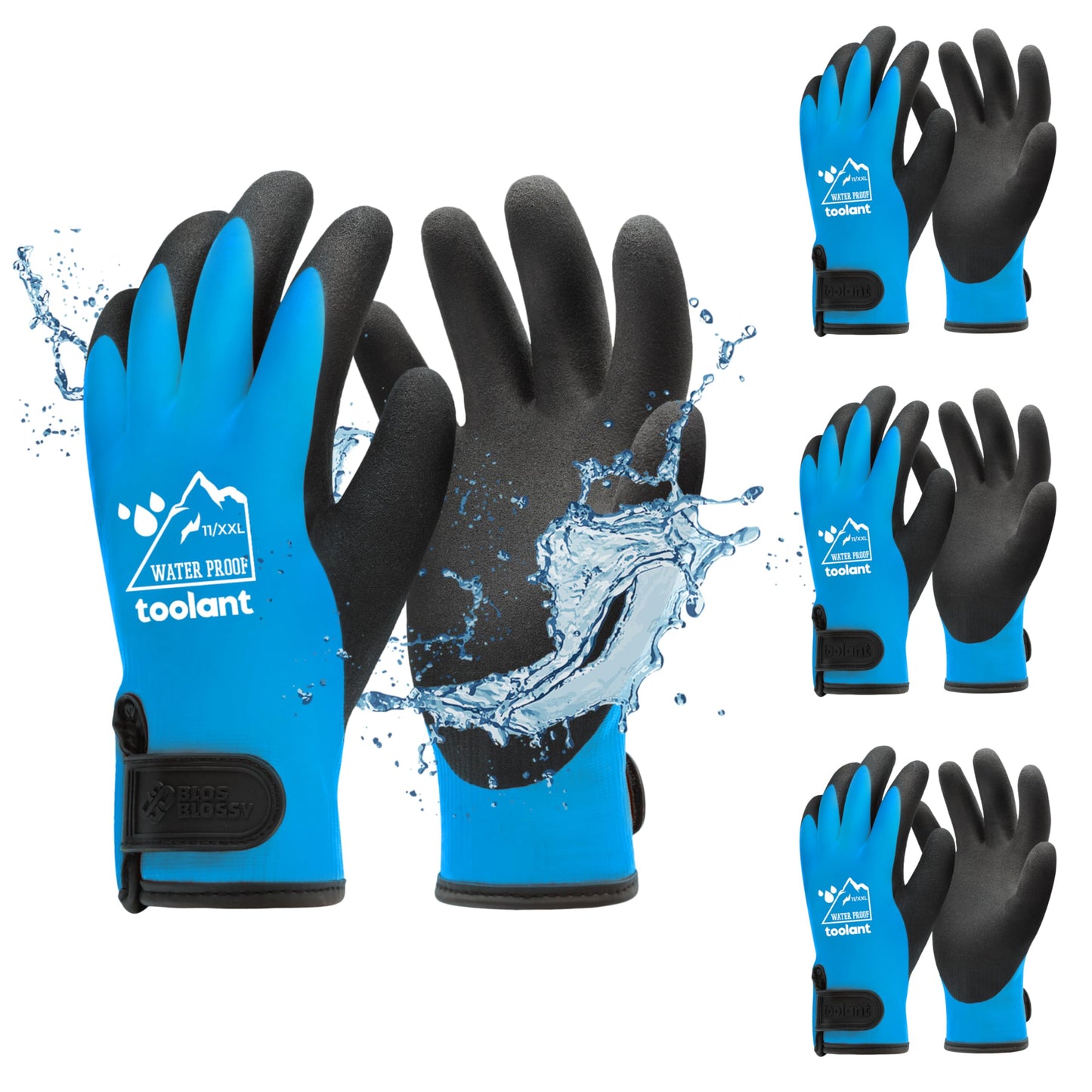 toolant 100% Waterproof Gloves for Men and Women, Winter Work Gloves for Cold Weather, Touchsreen, Thermal Gloves for Freezer Work, Fishing and Gardening, With Grip, Grey, X-Large