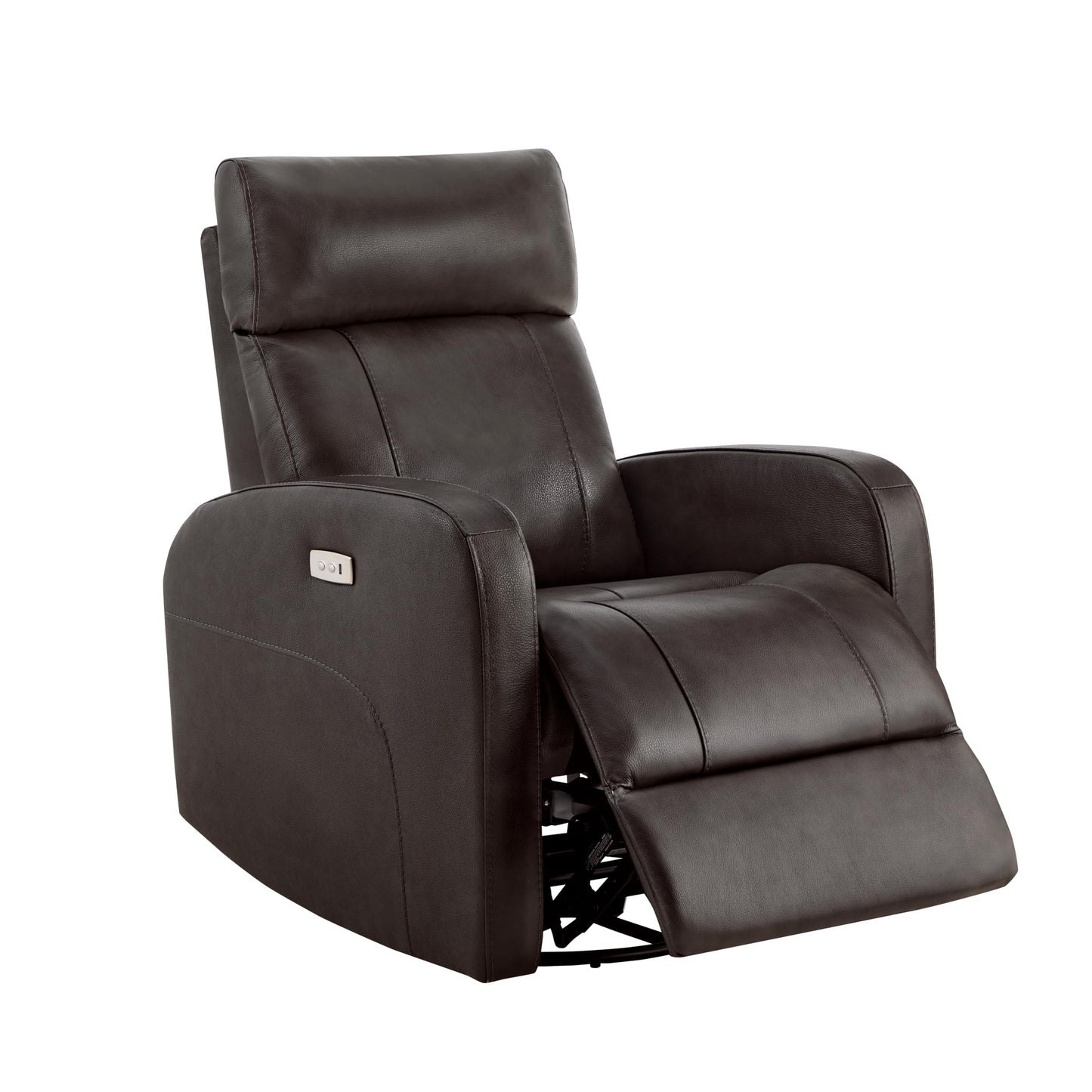 CHITA Genuine Leather Power Recliner Chair for Adults, FSC Certified Electric Nursery Swivel Glider for Living Room, Camel Brown