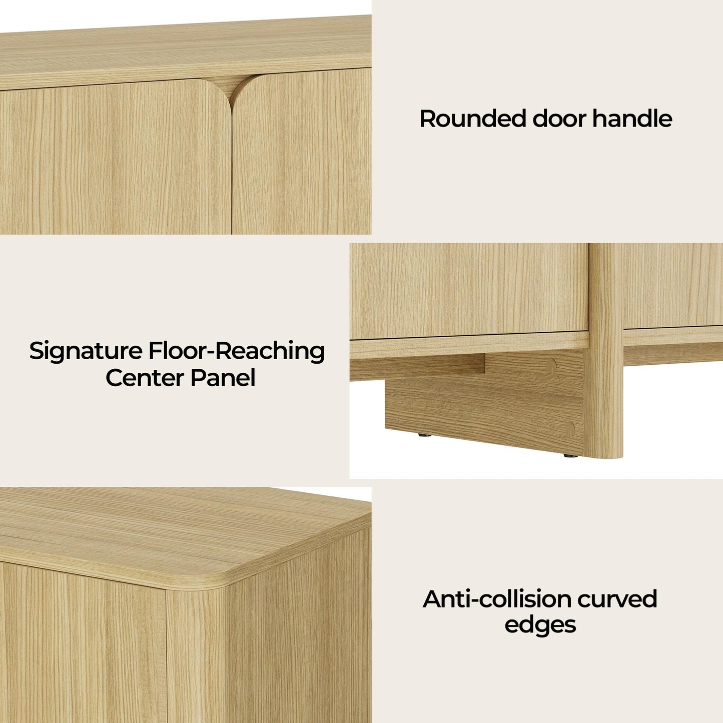 CHITA 66" Sideboard Buffet Cabinet with Storage, Modern Console Cabinet with 4 Doors & Adjustable Shelves, Storage Credenzas for Living Room, Kitchen, Hallway, Bar, Walnut