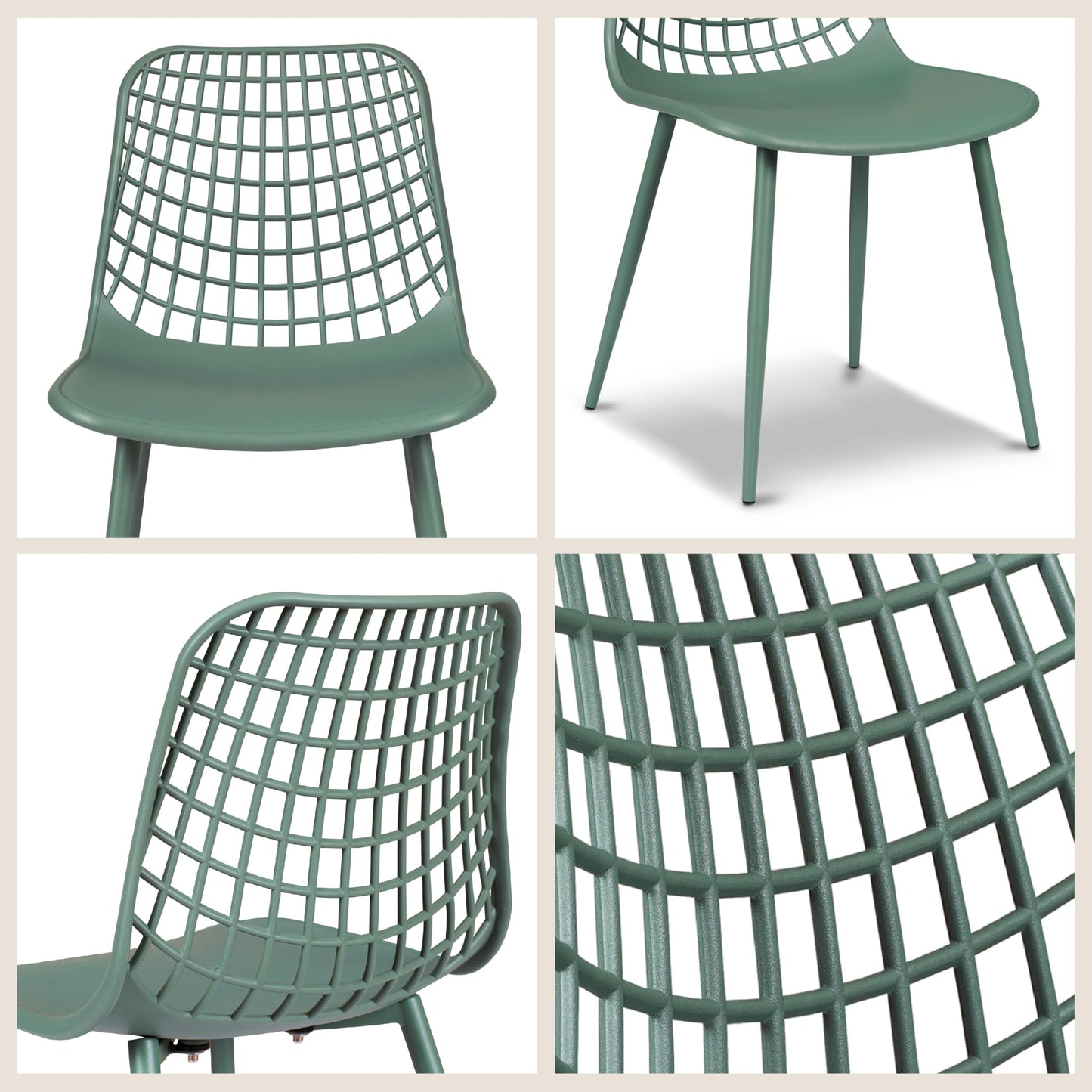 POLY & BARK Isla Modern Dining Chairs Set of 4 – Mid Century Modern Plastic Dining Chair with Metal Legs – Kitchen & Dining Room Chairs – Indoor/Outdoor – White