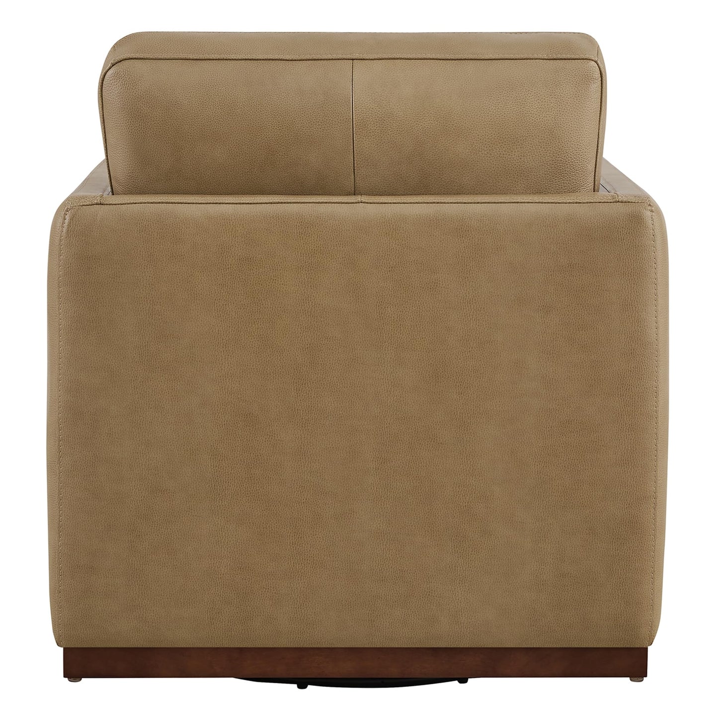 CHITA Genuine Leather Swivel Accent Chair, FSC Certified Mid Century Modern Arm Chair for Living Room and Bedroom, Fully Assembled, Saddle