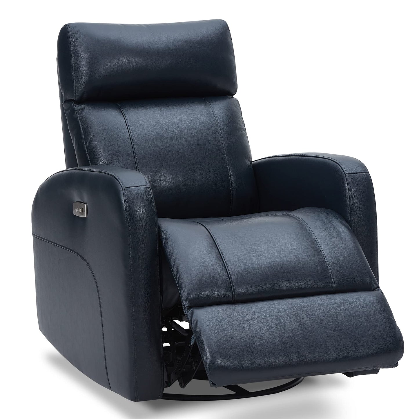 CHITA Genuine Leather Power Recliner Chair for Adults, FSC Certified Electric Nursery Swivel Glider for Living Room, Camel Brown