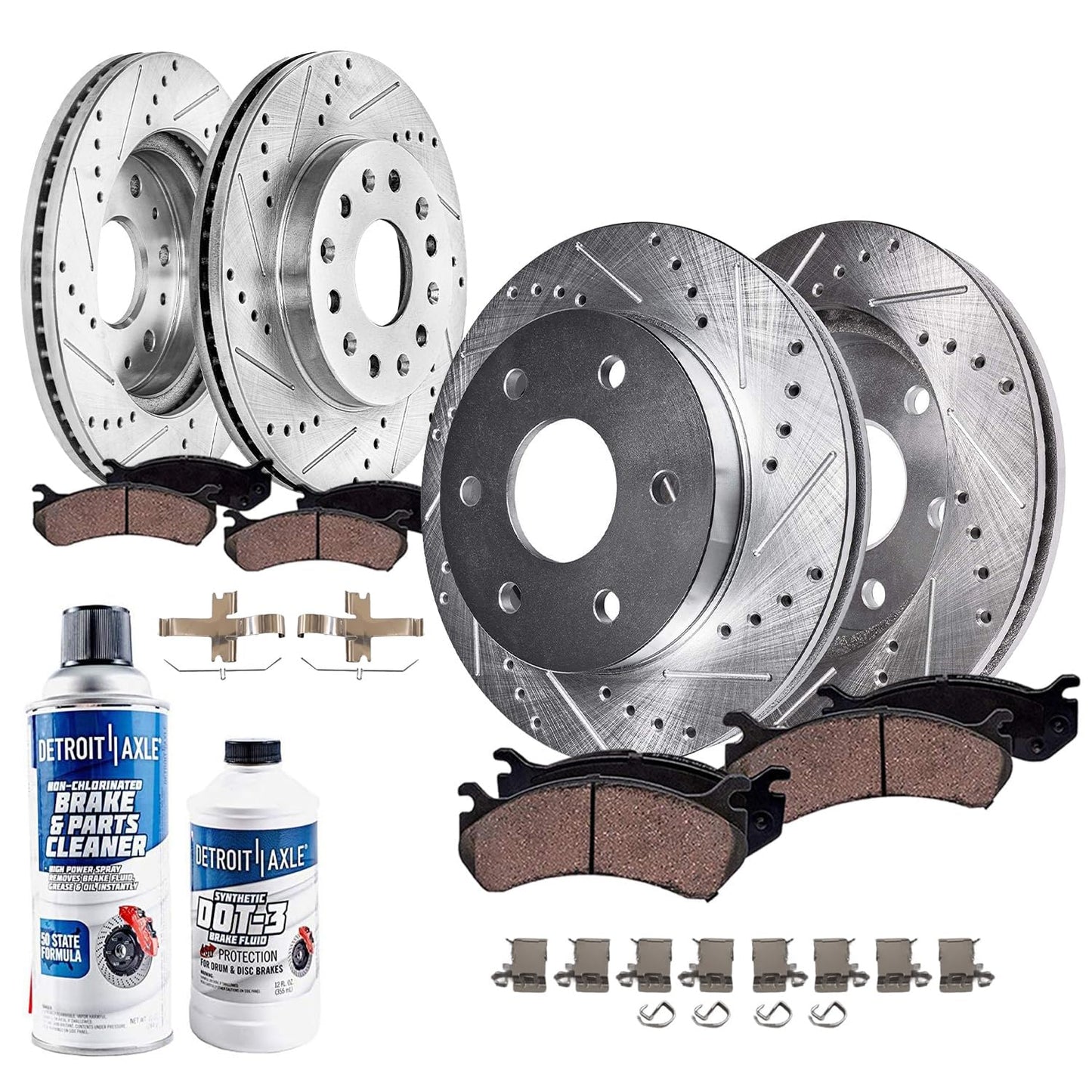 Detroit Axle - Rear Brake Pads for 2019-2024 Chevy Silverado 1500 GMC Sierra 1500, 2021-2024 Tahoe Suburban Yukon XL Cadillac Escalade ESV, Canyon LYRIQ Colorado, Ceramic Brake Pads with Hardware