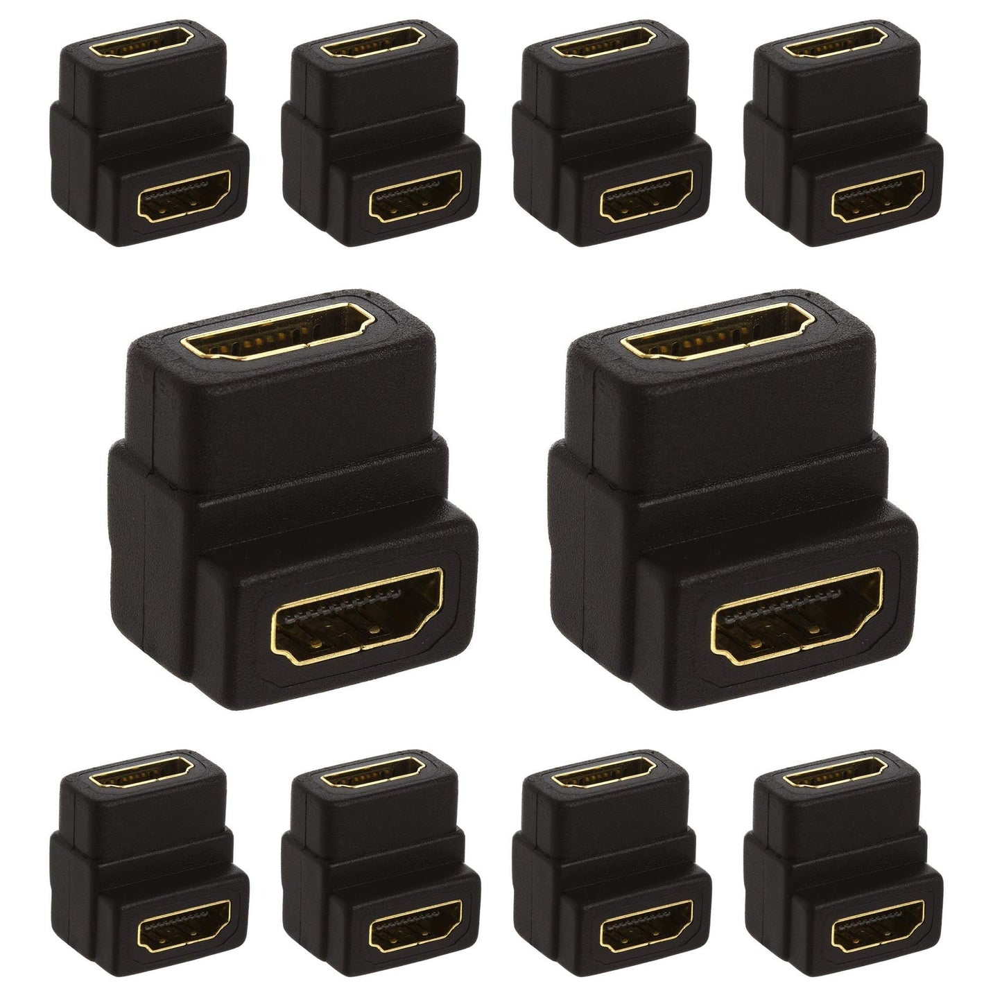 Cmple 10 Pack Micro HDMI Male to HDMI Female Adapter, Gold Plated, Compact Size