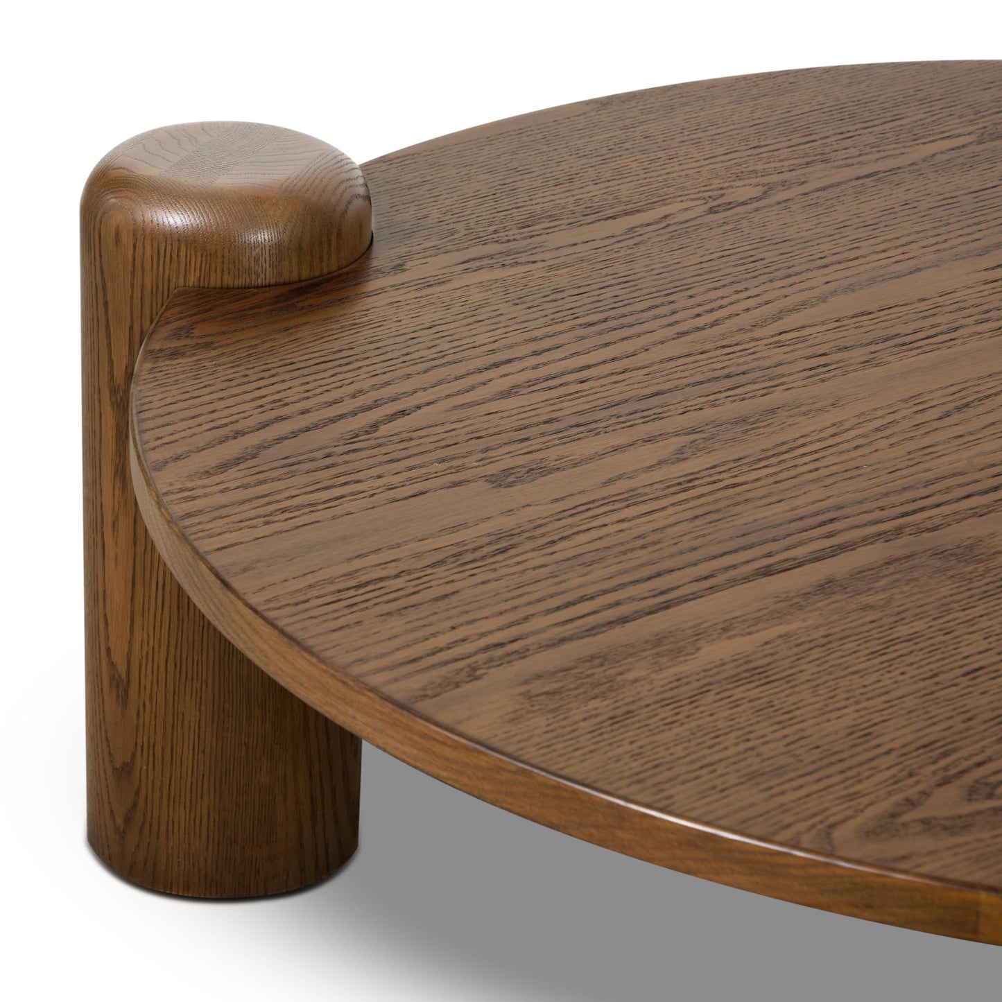 Poly & BARK Chordo 39.4 Inch Coffee Table in Tundra Brown Oak Grain Veneer with Curved Architectural Legs for Warm Modern Living Room Style and Everyday Function