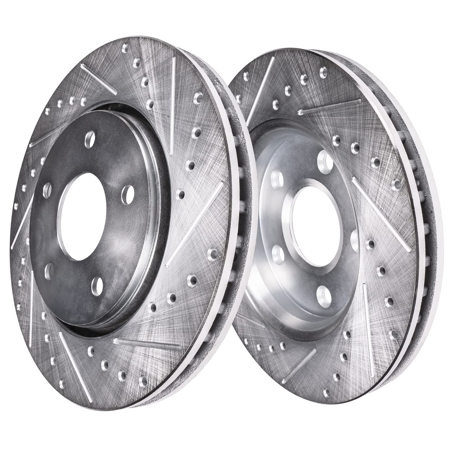 Detroit Axle - Front Brake Kit for 2006-2018 Dodge Ram 1500, 07-09 Durango Chrysler Aspen, 2019-2024 Ram 1500 Classic, Drilled and Slotted Disc Brake Rotors Ceramic Brakes Pads Replacement