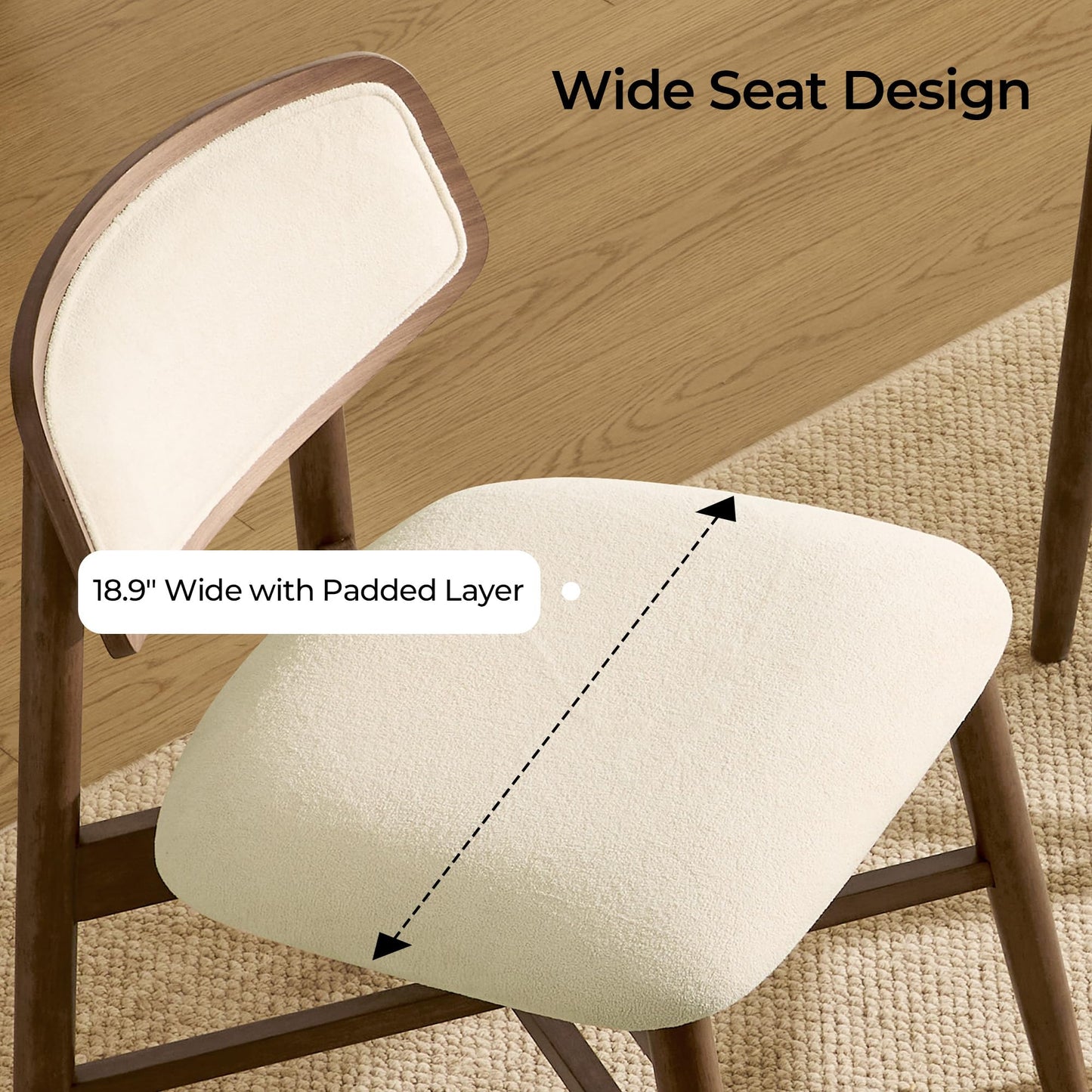 CHITA Soild Wood Dining Chairs Set of 4, Mid Century Modern Walnut Wood Kitchen Chairs with Curved Backrest, Dining Room Chair for Kitchen, Restaurant
