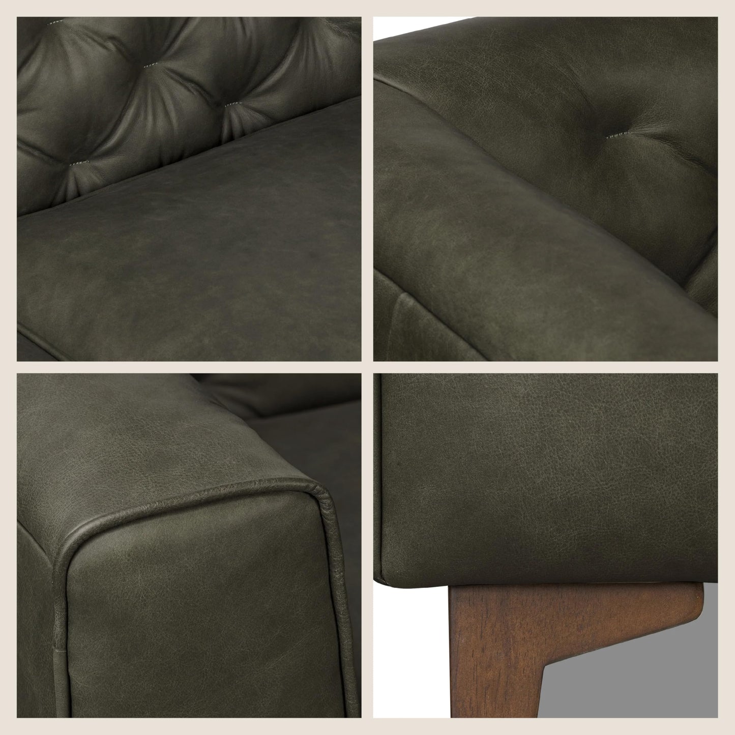 POLY & BARK Essex 89” Full-Grain Italian Leather Sofa – Tufted Back, Feather-Down Comfort, Solid Wood Frame, Cognac Tan