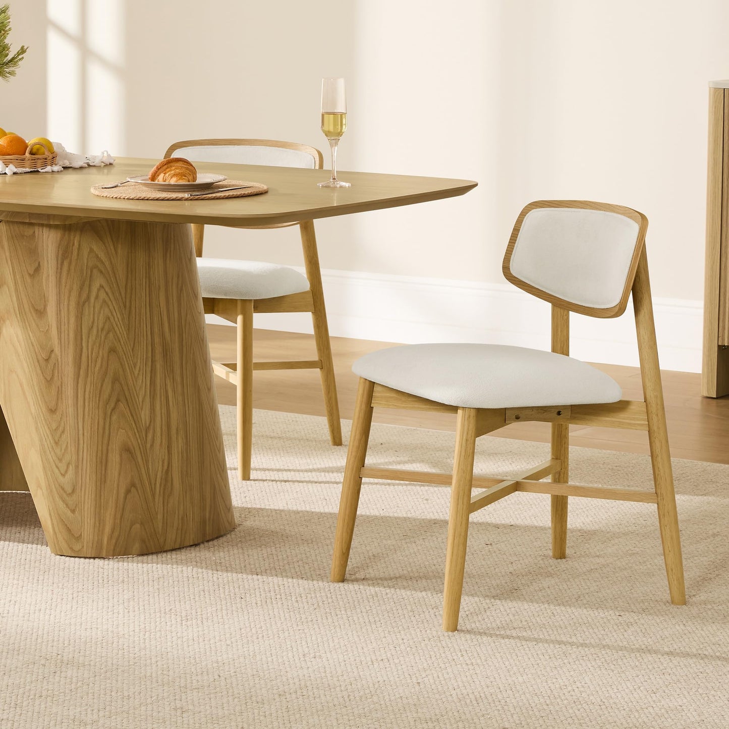 CHITA Soild Wood Dining Chairs Set of 4, Mid Century Modern Walnut Wood Kitchen Chairs with Curved Backrest, Dining Room Chair for Kitchen, Restaurant