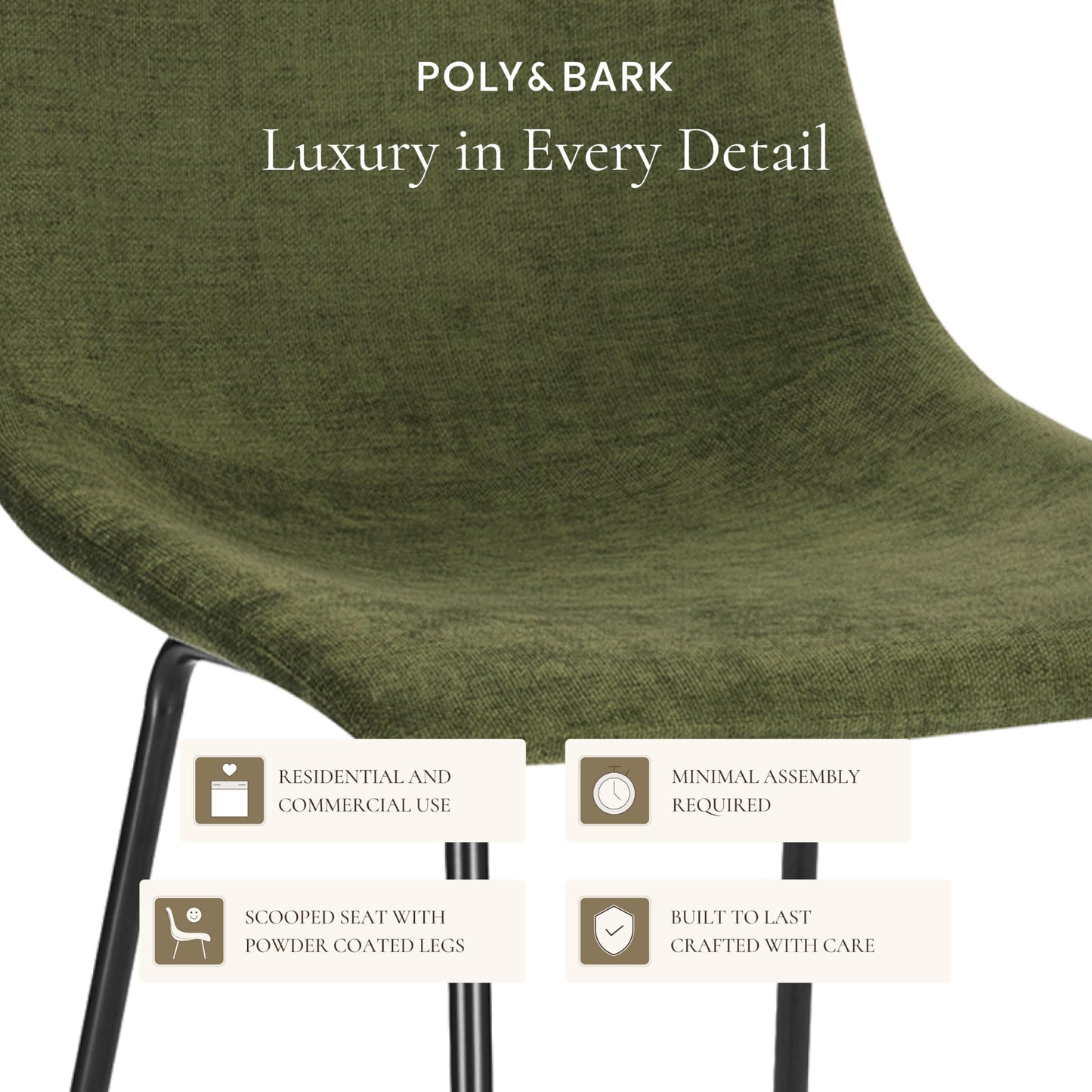 POLY & BARK Paxton Leather Counter Stools 24 Inches – Set of 2 - Counter Height Bar Stools with Back – Modern Barstools for Kitchen Island or Counters – Faux Leather & Matte Black Steel Base – Tan