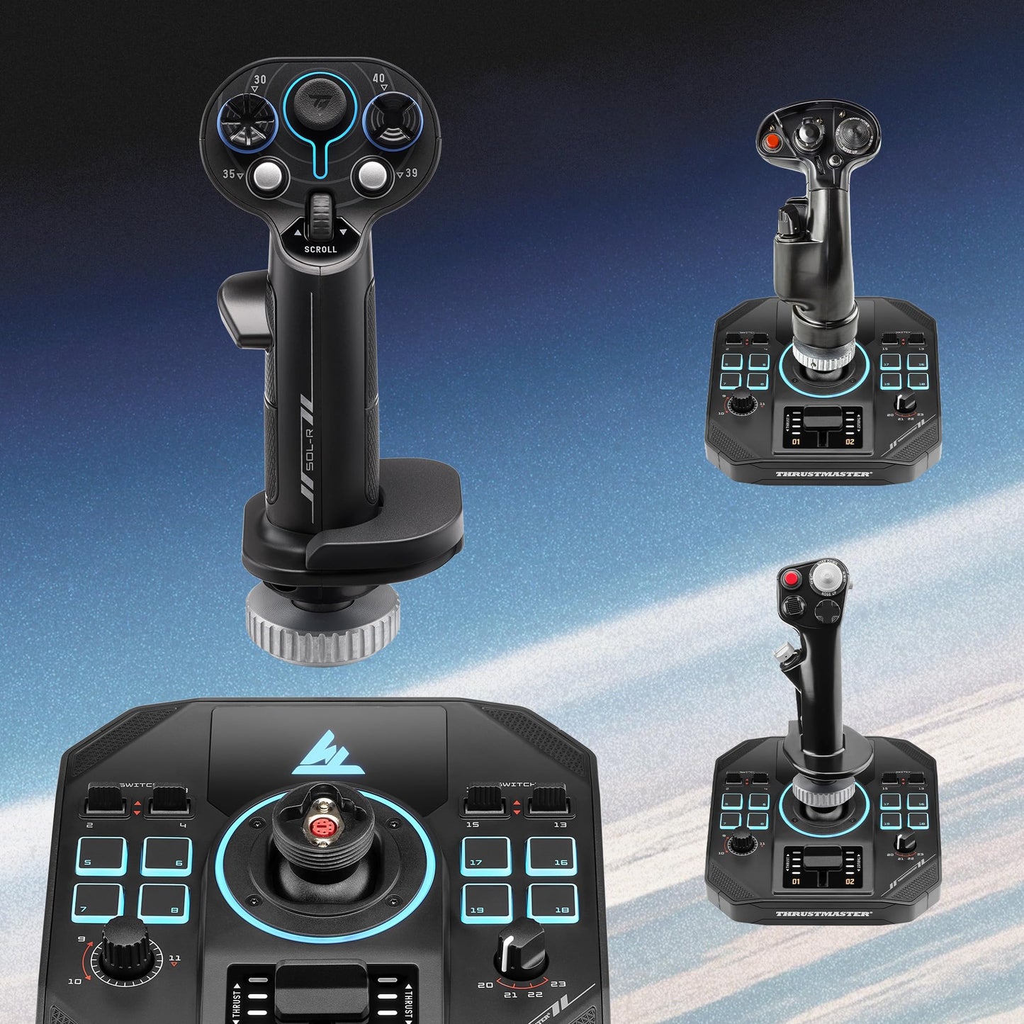 Thrustmaster Sol-R2 HOSAS Dual Space Combat Flight Joystick Set - PC | 88 programable actions buttons, 2 detachable grips, 2 throttles, zero drift, interchangeable rests, backlit sci-fi design
