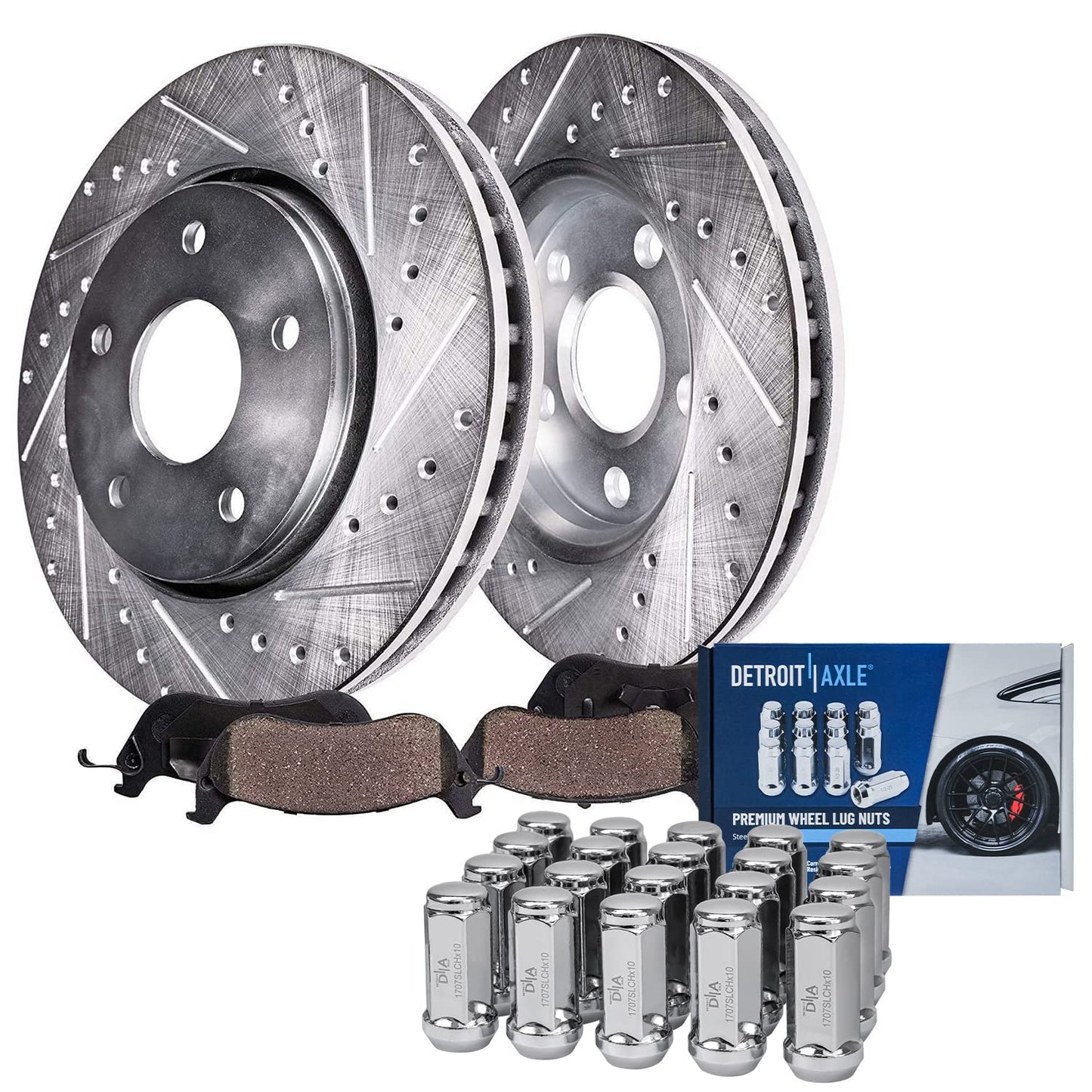 Detroit Axle - Rear Brake Kit for 1999-2006 Chevy GMC Sierra Silverado 1500, 00-01 Tahoe Yukon, 03-05 Astro Safari Replacement Drilled Slotted Disc Brake Rotors Ceramic Brakes Pads: 12.78" inch Rotor