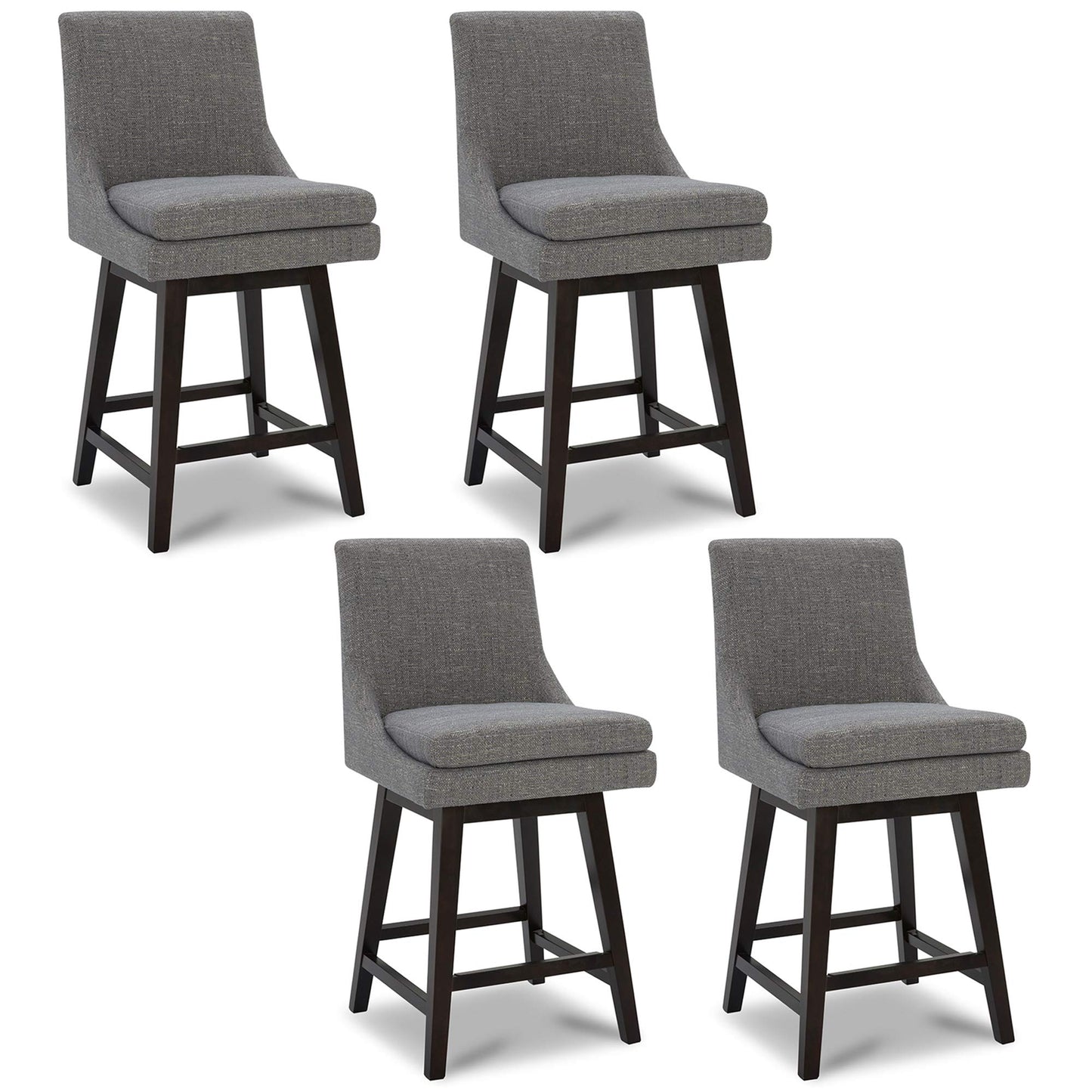 CHITA Bar Height Swivel Barstool with Back Set of 2, FSC Certified Upholstered Bar Stool, 30.7" H Seat Height, Fabric in Ivory