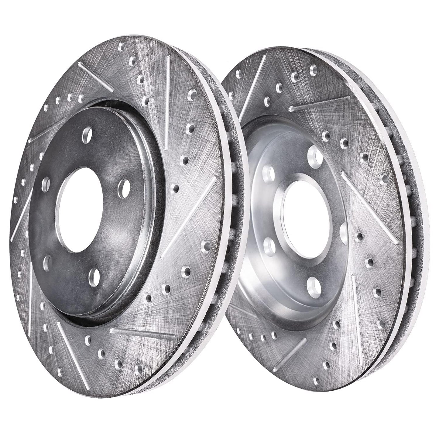 Detroit Axle - Front Brake Kit for 2006-2018 Dodge Ram 1500, 07-09 Durango Chrysler Aspen, 2019-2024 Ram 1500 Classic, Drilled and Slotted Disc Brake Rotors Ceramic Brakes Pads Replacement