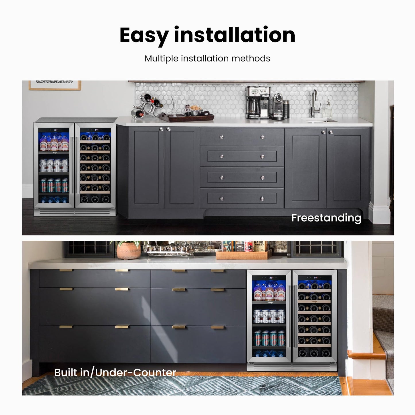 Yeego 24 Inch Beverage Refrigerator – 180 Can Built-In Under Counter Drink Fridge with Glass Door, 34–54°F Cooling for Beer, Soda & Wine (Right-Hinged)
