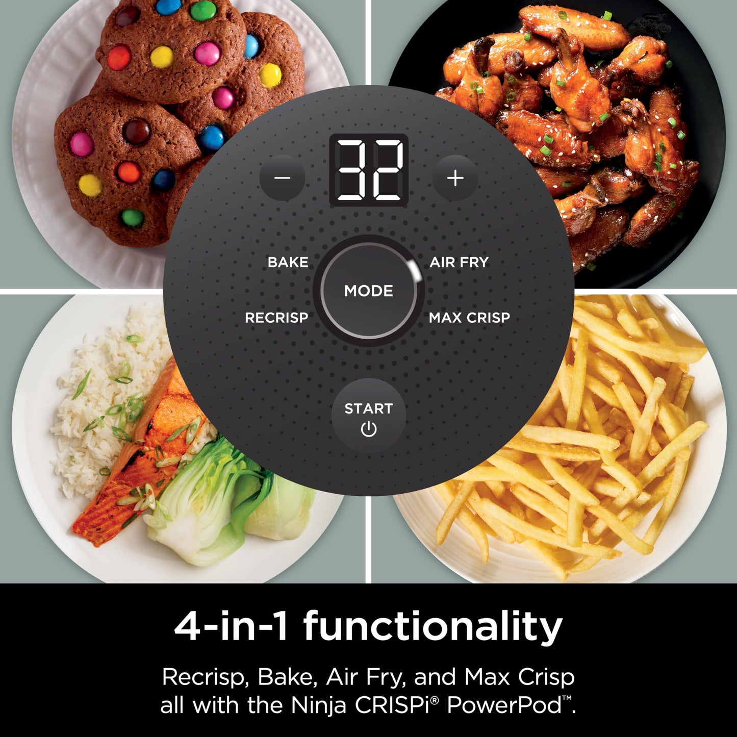 Ninja Crispi 4-in-1 Glass Air Fryer | With Non-Toxic 4QT & 6-Cup Glass Containers & Lids | Microwave, Freezer, Dishwasher Safe | 450°F Max Temp |1500 Watt | Stone | FN101ST