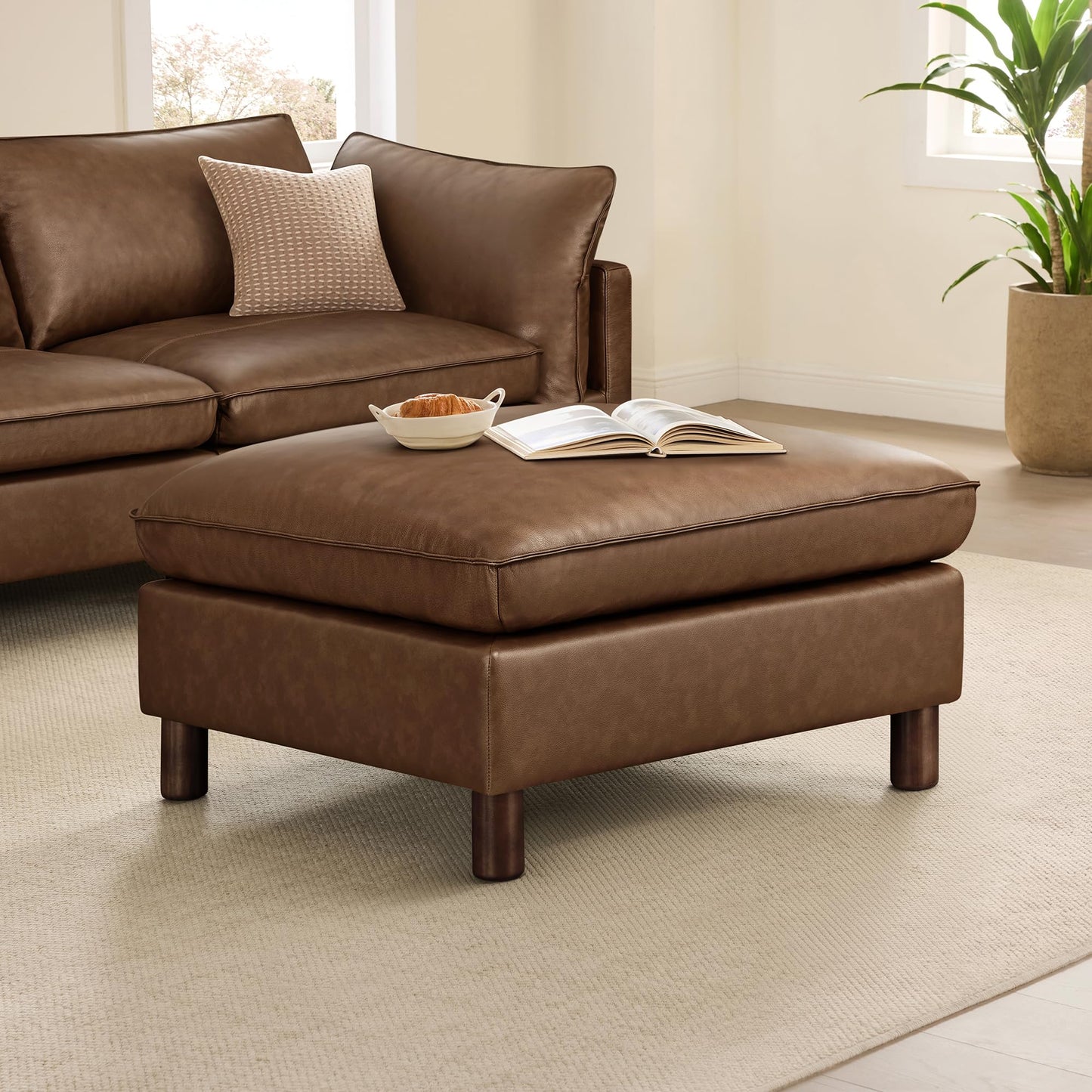 CHITA 127" Super Large Sectional Couches for Living Room, Modular Cloud Couch Sectional Sofa, Premium Fabric Couches, Down Filled, High Density Foam, Chenille in Cream, 4 Seat L Shaped