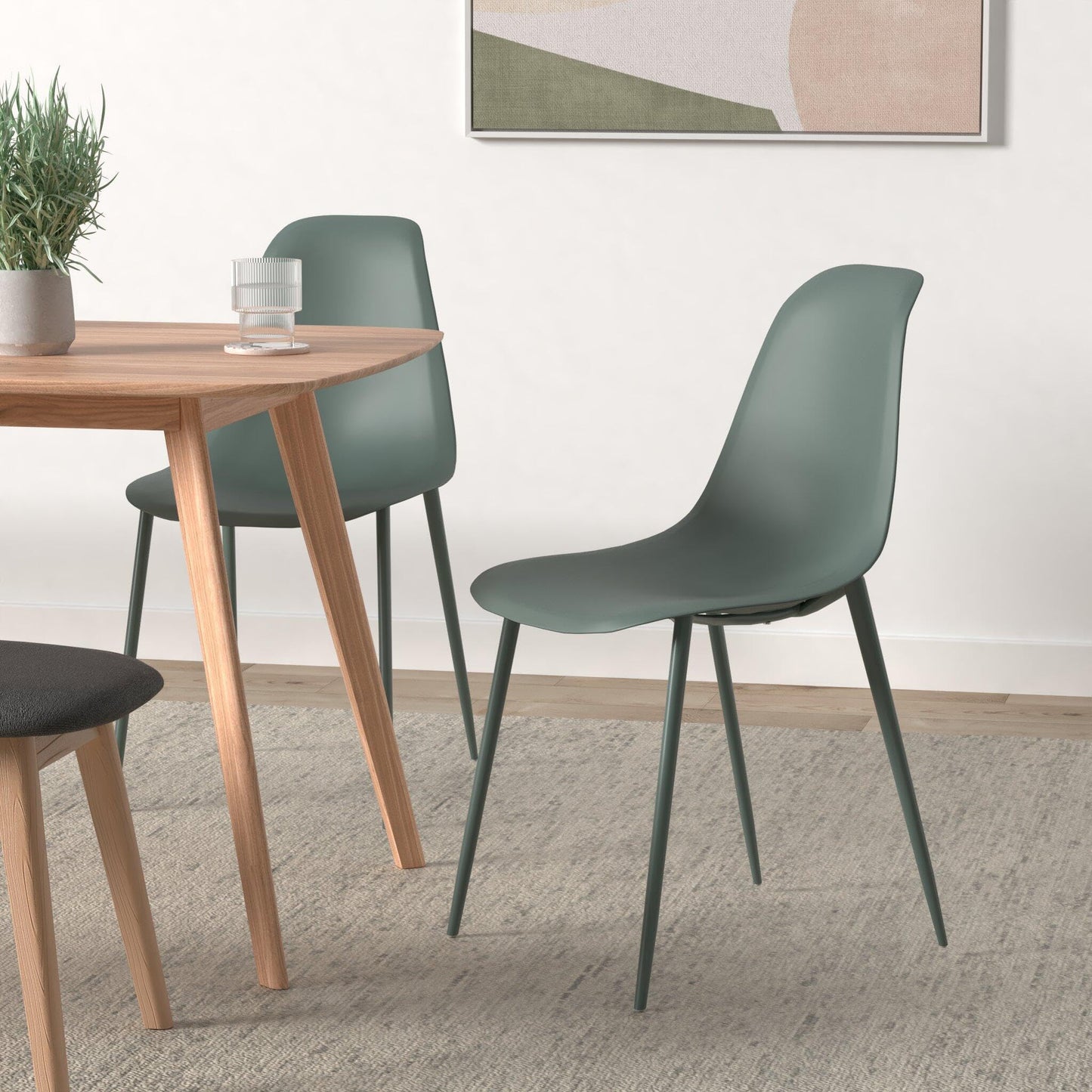 POLY & BARK Isla Modern Dining Chairs Set of 4 – Mid Century Modern Plastic Dining Chair with Metal Legs – Kitchen & Dining Room Chairs – Indoor/Outdoor – White