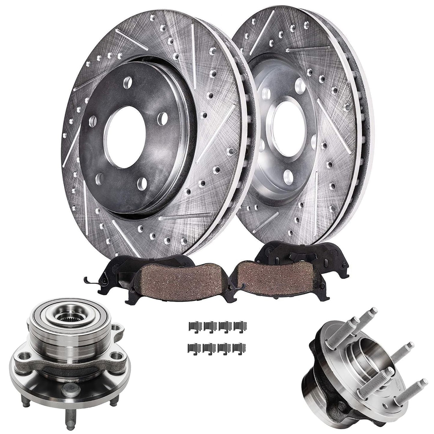 Detroit Axle - Rear Brake Kit for 1999-2006 Chevy GMC Sierra Silverado 1500, 00-01 Tahoe Yukon, 03-05 Astro Safari Replacement Drilled Slotted Disc Brake Rotors Ceramic Brakes Pads: 12.78" inch Rotor
