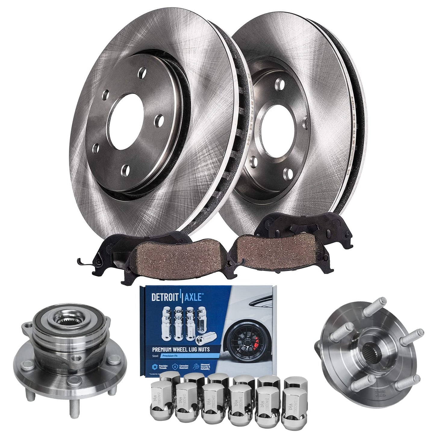 Detroit Axle - Brake Kit for 14-20 Nissan Rogue, 17-22 Rogue Sport, Front and Rear Disc Brake Rotors Ceramic Brake Pads 2018 2019 Replacement