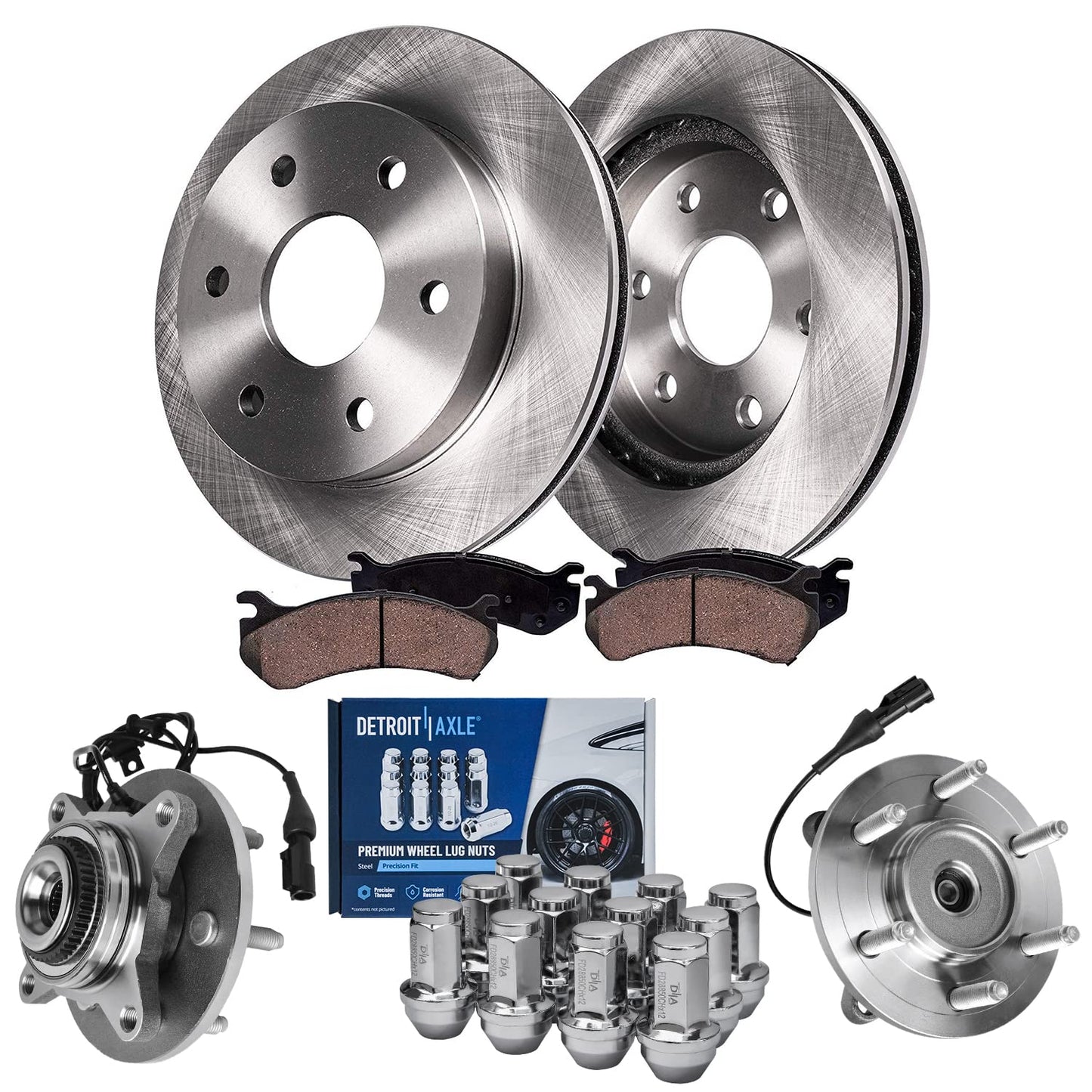 Detroit Axle - Brake Kit for 11-20 Toyota Sienna, 14-19 Highlander, 10-15 Lexus RX350 RX450h Disc Brake Rotors and Ceramic Brakes Pads Front and Rear Replacement : 12.91 in Front/12.17 in Rear Rotor
