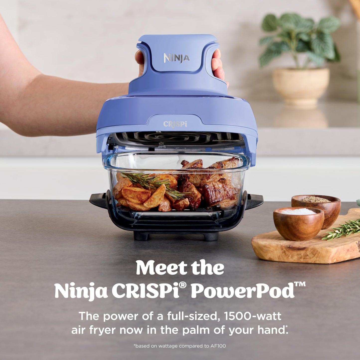 Ninja Crispi 4-in-1 Glass Air Fryer | With Non-Toxic 4QT & 6-Cup Glass Containers & Lids | Microwave, Freezer, Dishwasher Safe | 450°F Max Temp |1500 Watt | Stone | FN101ST