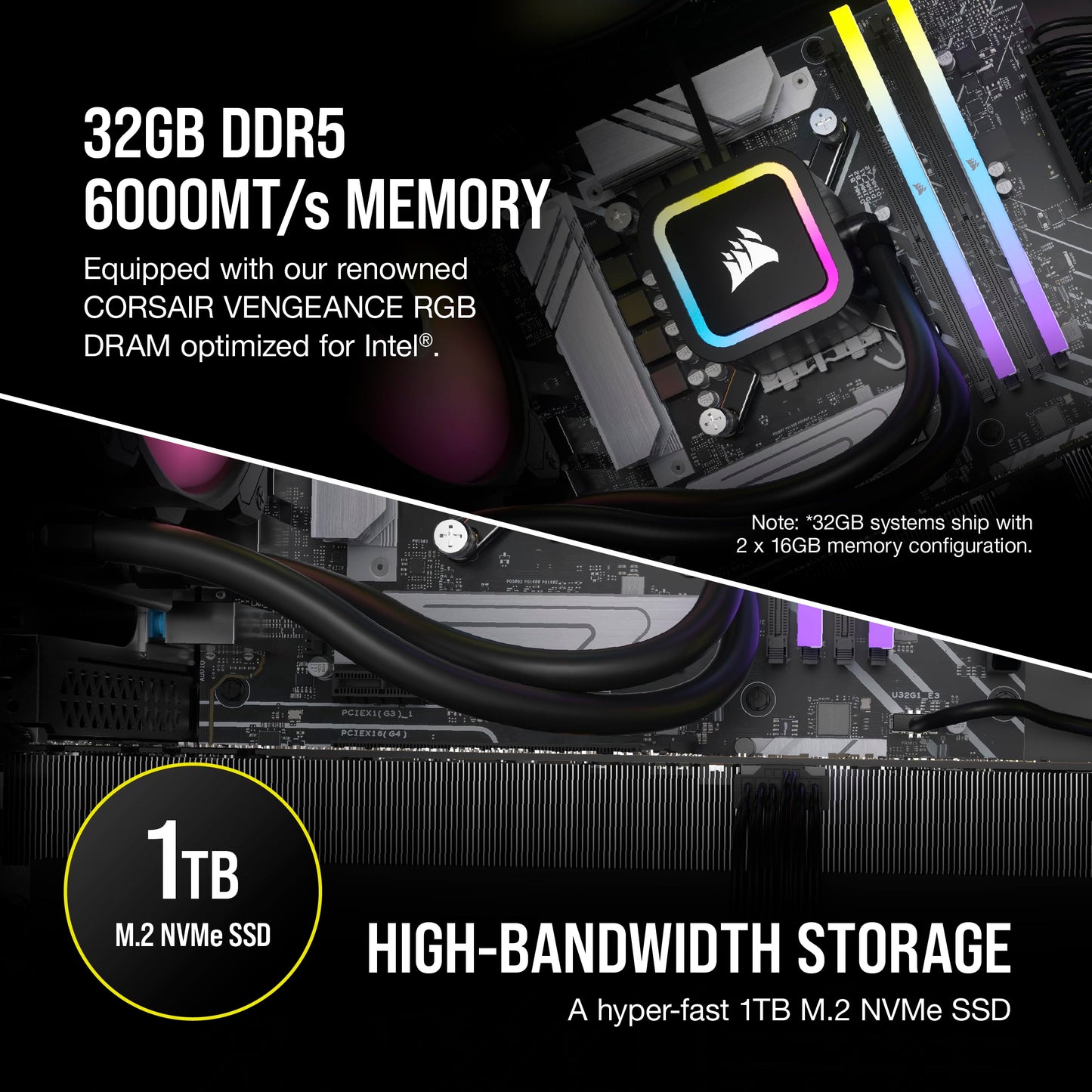 Corsair Vengeance i7500 Gaming PC – Liquid Cooled Intel Core i9-14900KF CPU – NVIDIA GeForce RTX 5080 GPU – 32GB Vengeance RGB DDR5 Memory – 2TB M.2 SSD – Black