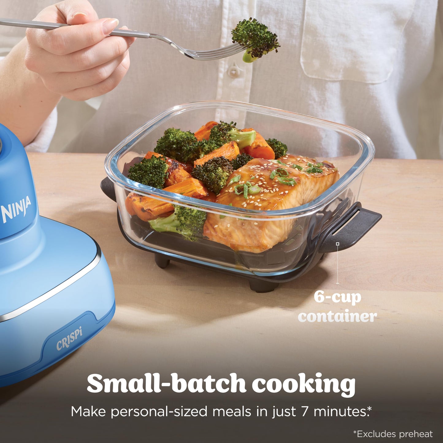 Ninja Crispi 4-in-1 Glass Air Fryer | With Non-Toxic 4QT & 6-Cup Glass Containers & Lids | Microwave, Freezer, Dishwasher Safe | 450°F Max Temp |1500 Watt | Stone | FN101ST