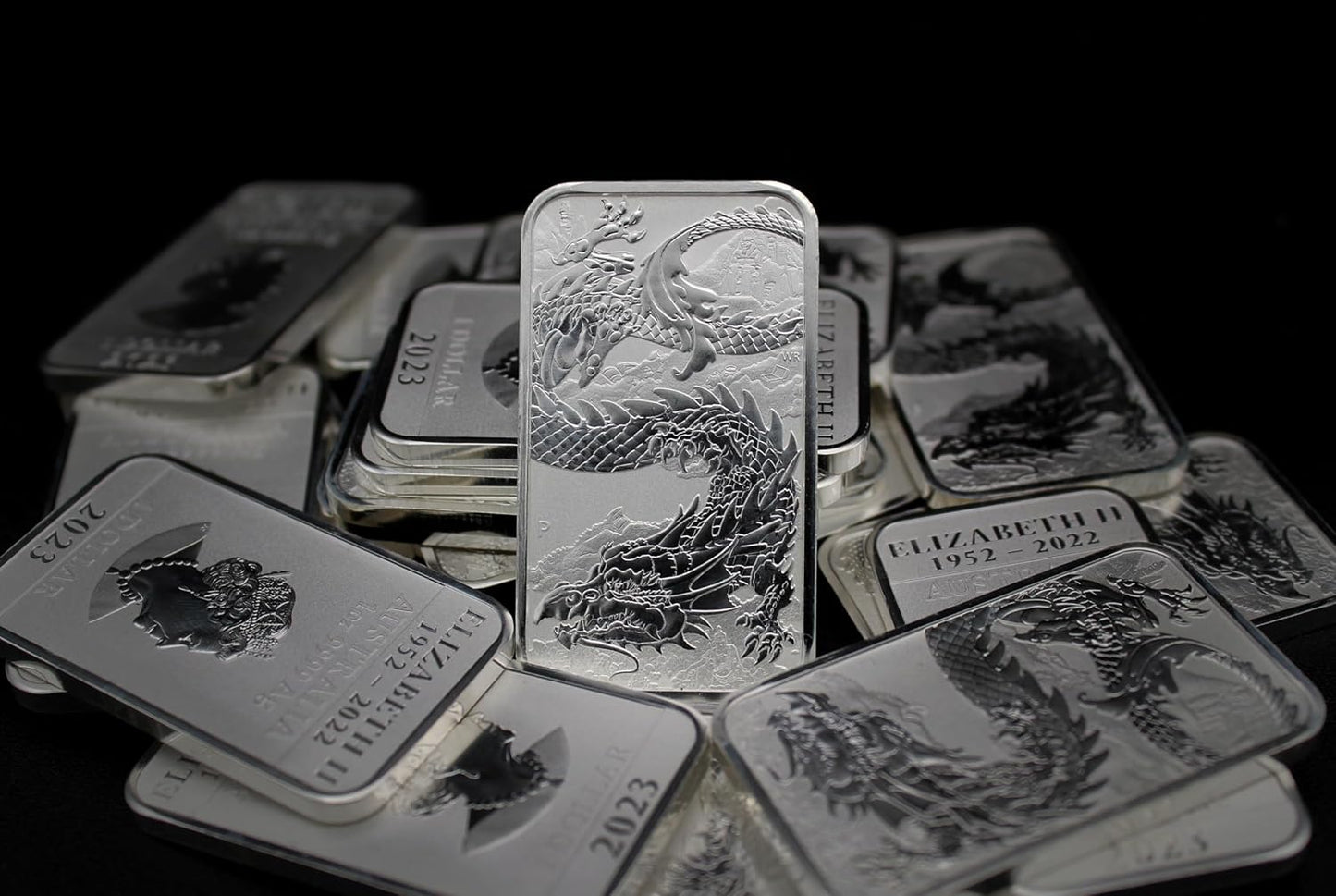 2018 - Present (Random Year) P 1 oz Silver Bar Australia Perth Mint Dragon Series Rectangular Coin Brilliant Uncirculated with Certificate of Authenticity $1 Seller BU