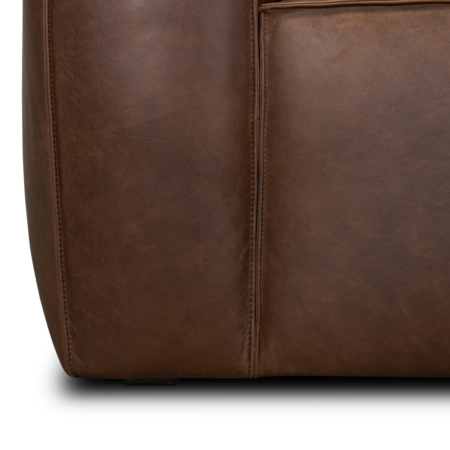 Poly & BARK Capa 129" Leather L-Shaped Corner Sectional Sofa in Chocolate Brown - Full-Grain Pure-Aniline Italian Leather Living Room Couch with Low Profile and French Seams