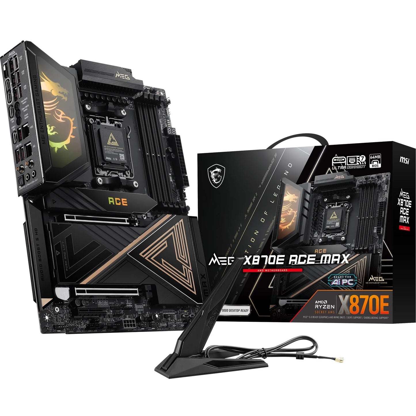 MSI MPG X870E Carbon WiFi Gaming Motherboard (AMD Ryzen 9000/8000/7000 Series Processors, AM5, DDR5, PCIe 5.0, M.2 Gen5, SATA 6Gb/s, USB 40Gbps, HDMI, Wi-Fi 7, Bluetooth 5.4, 5Gbps LAN, ATX)