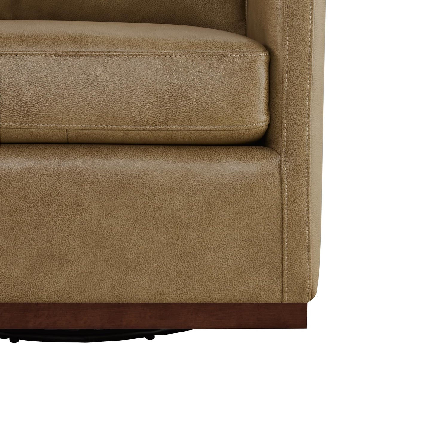 CHITA Genuine Leather Swivel Accent Chair, FSC Certified Mid Century Modern Arm Chair for Living Room and Bedroom, Fully Assembled, Saddle