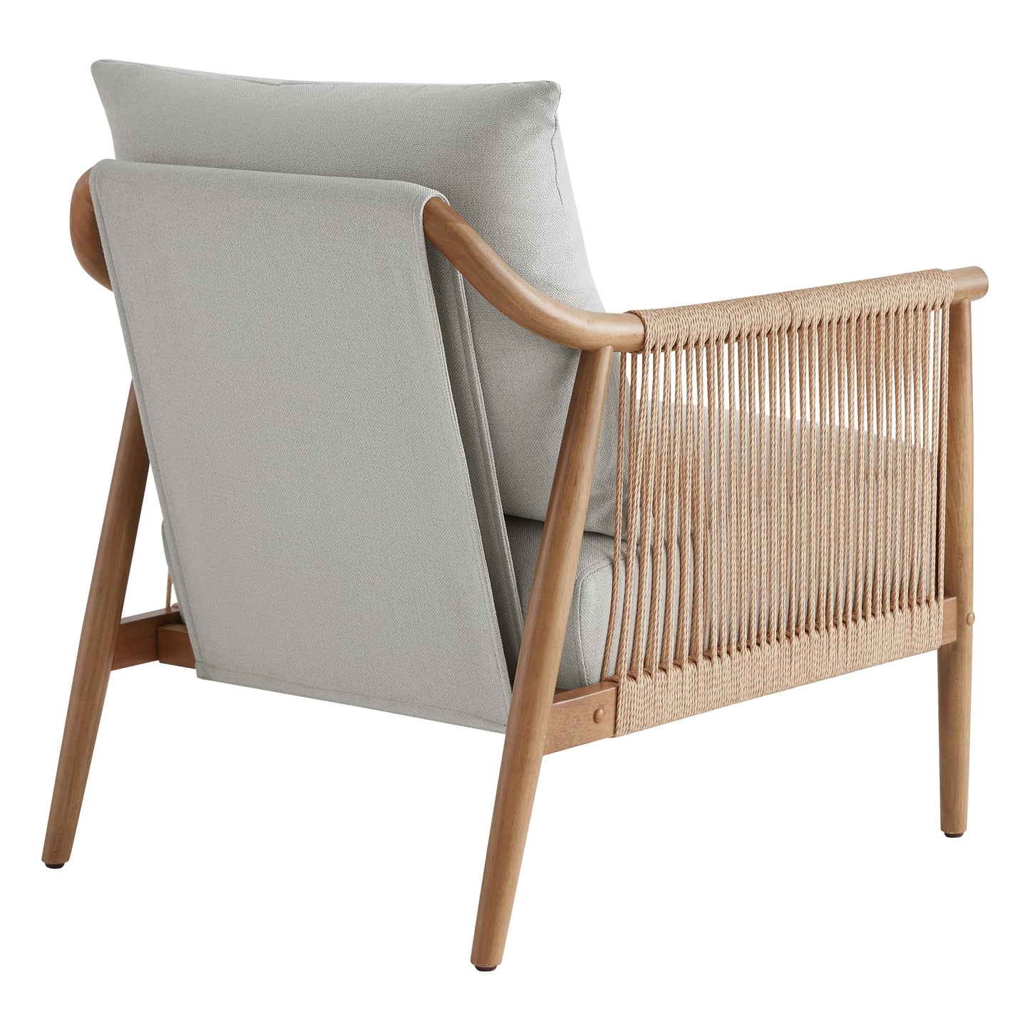 CHITA Braid Accent Chair, Modern Armchair with Solid Wooden Armrest for Living Room and Bedroom, Boho Reading Chair, Cream