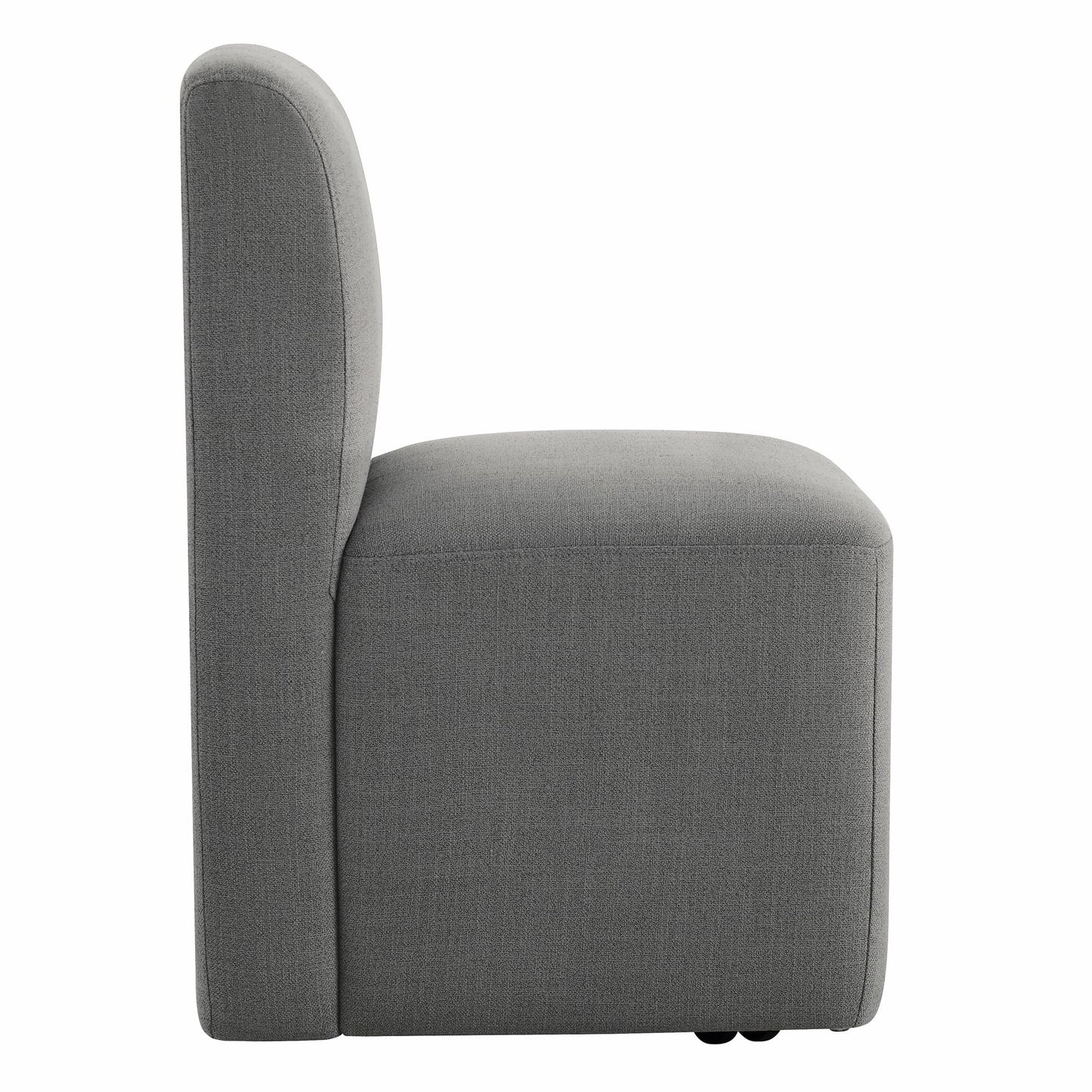 CHITA Dining Chairs with Casters Set of 2, FSC Certified Upholstered Armless Modern Rolling Dining Chairs with Rollers for Bedroom Reading Room Living Room, Fully Assembled, Linen
