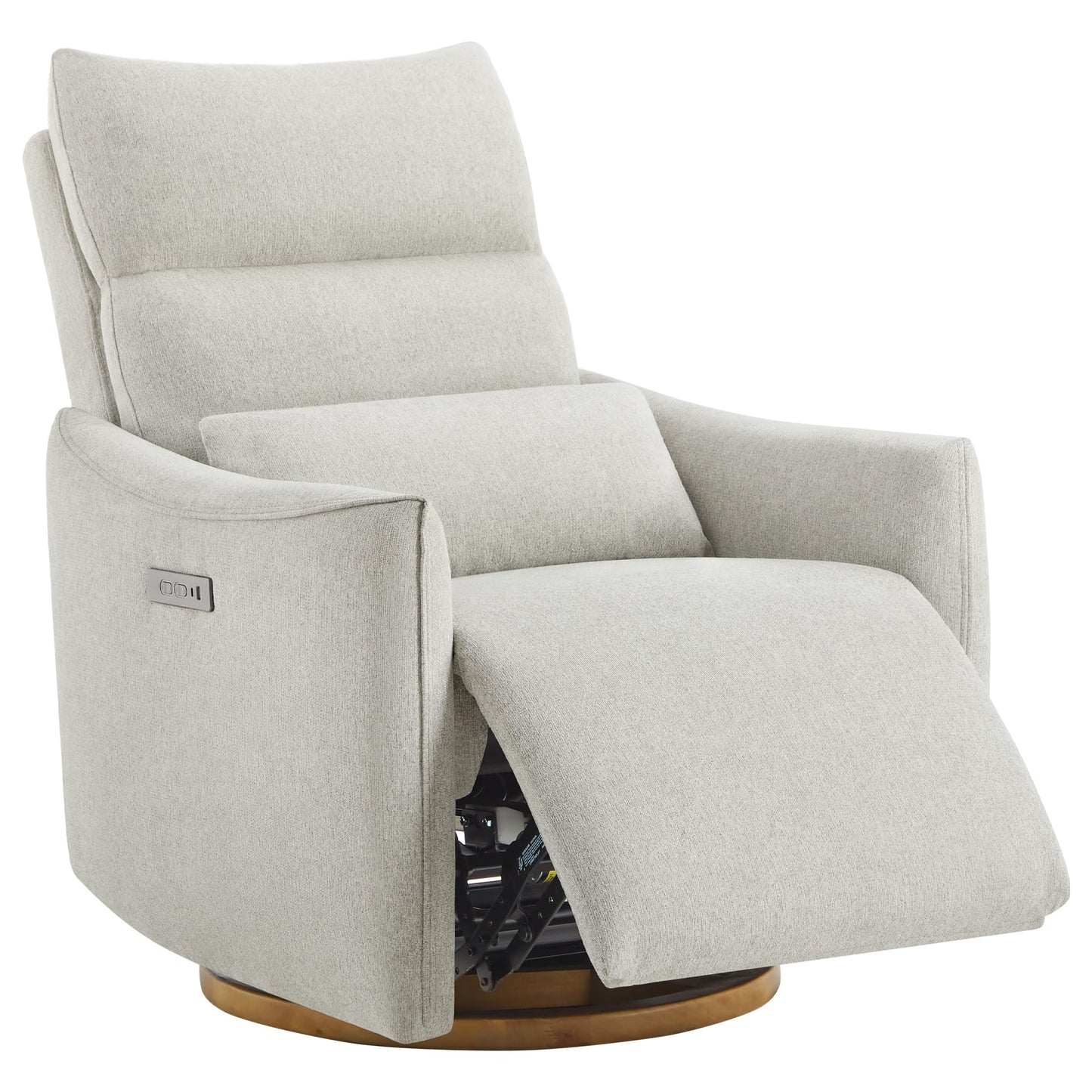 CHITA Swivel Rocker Recliner Chair, Power Nursery Glider Recliner, Nursery Rocking Chair with Adjustable Power Headrest, FSC Certified, Solid Wood Base, Cream