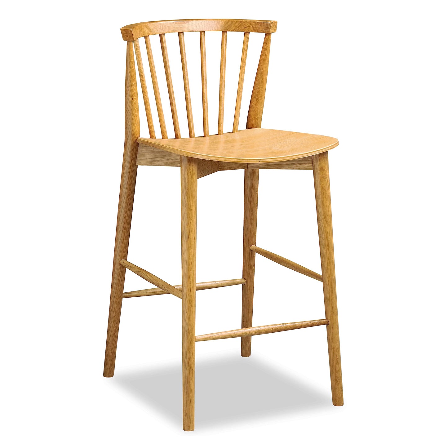 Poly & BARK Ligna Counter Stool in Black – Mid-Century Inspired Stool with Sculpted Spindle Back – Solid American Oak Frame and Engineered Wood Veneered Seat – Fully Assembled and Ready to Use