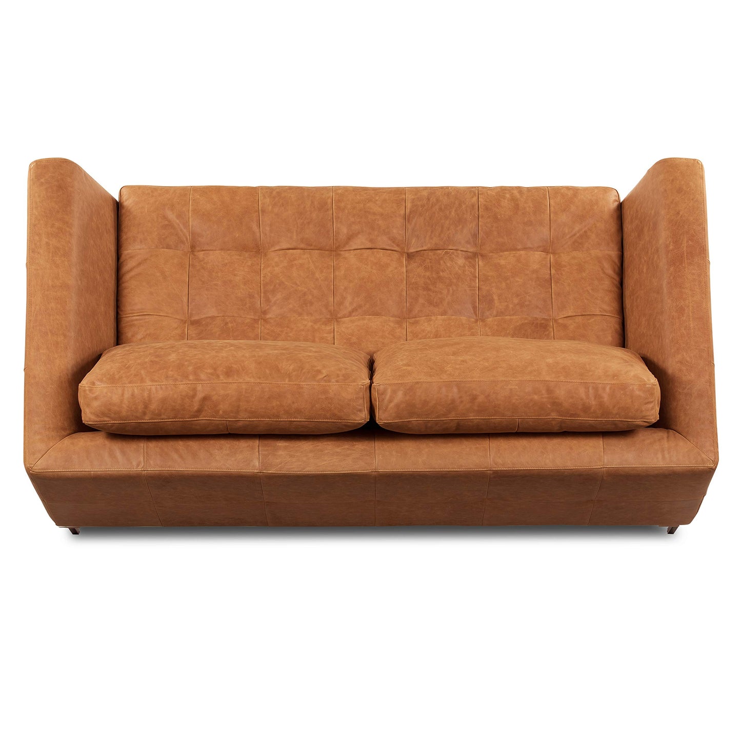 Poly & BARK Calle Right-Facing Sectional in Full-Grain Pure-Aniline Italian Tanned Leather in Cognac Tan and Brass Legs